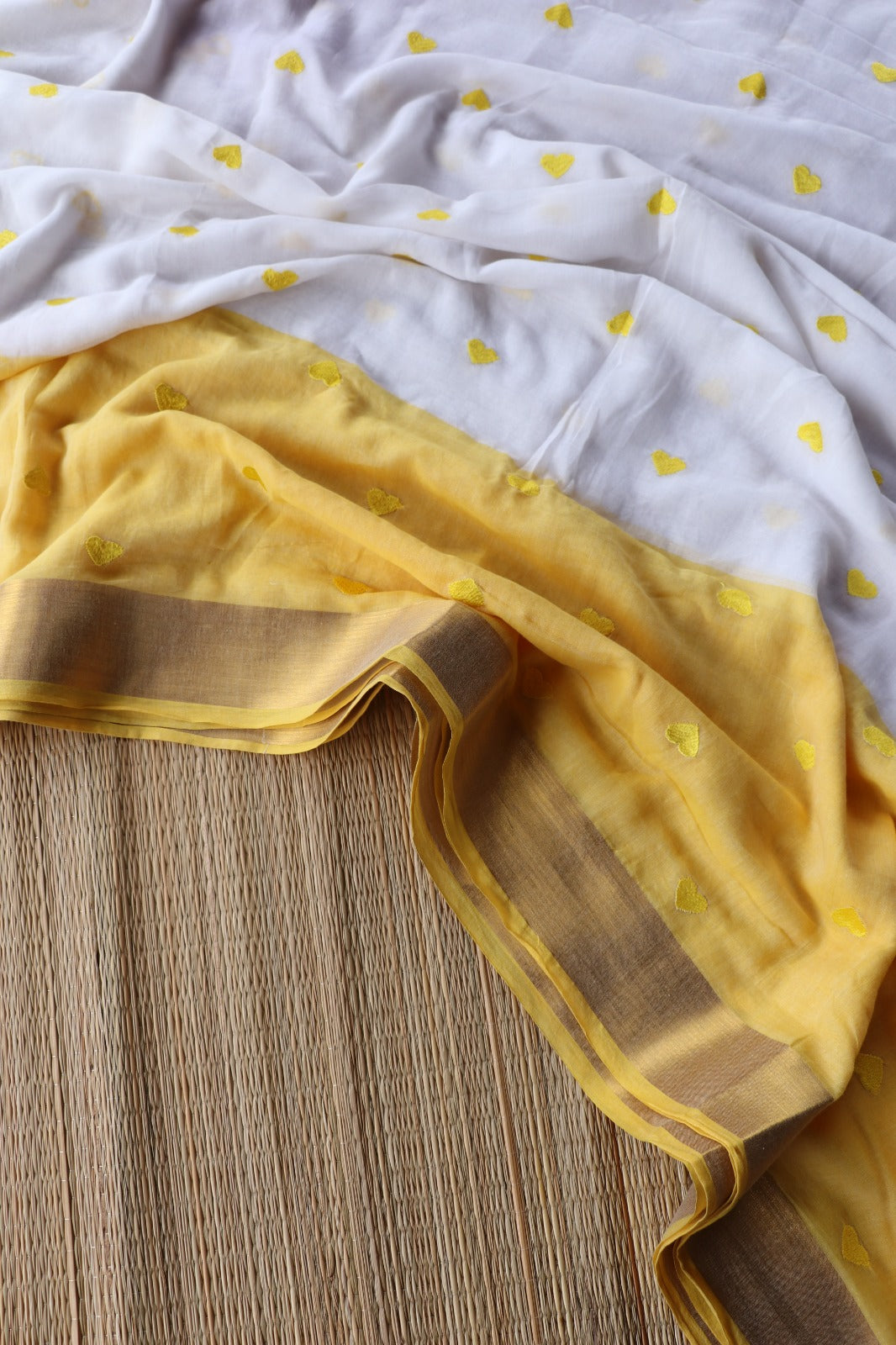 MULMUL HEART YELLOW WHITE - TBS26HYW