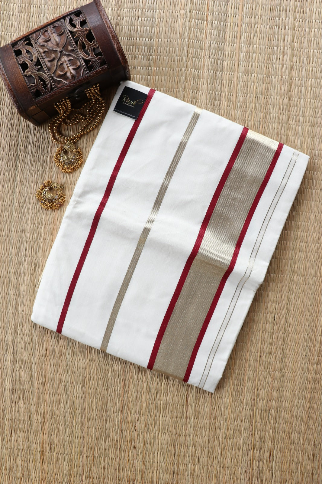 PREMIUM KERALA COTTON - GOLD MAROON