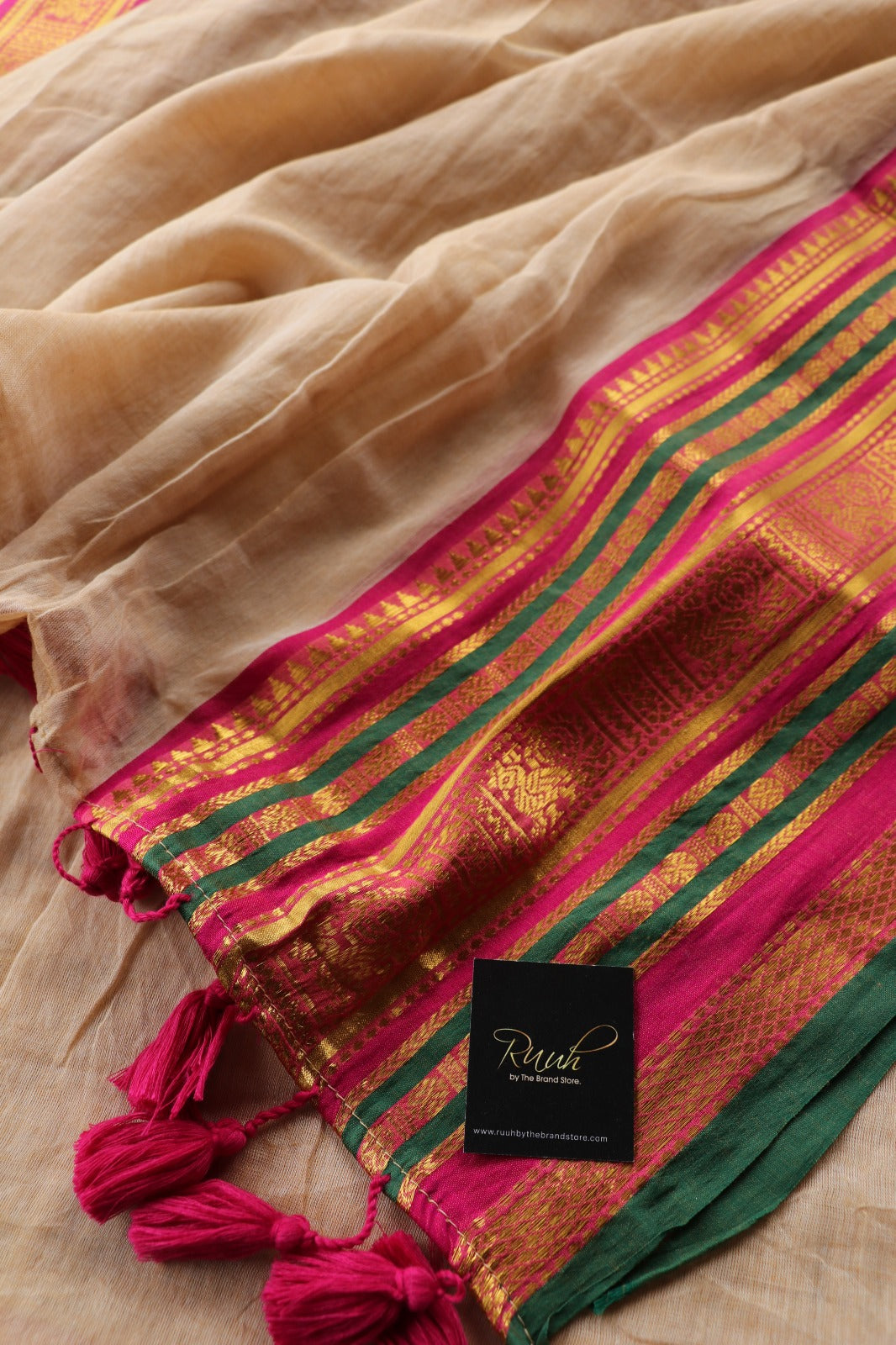 MULMUL COTTON SAREE WITH KANCHI BORDER - TBS26MKB