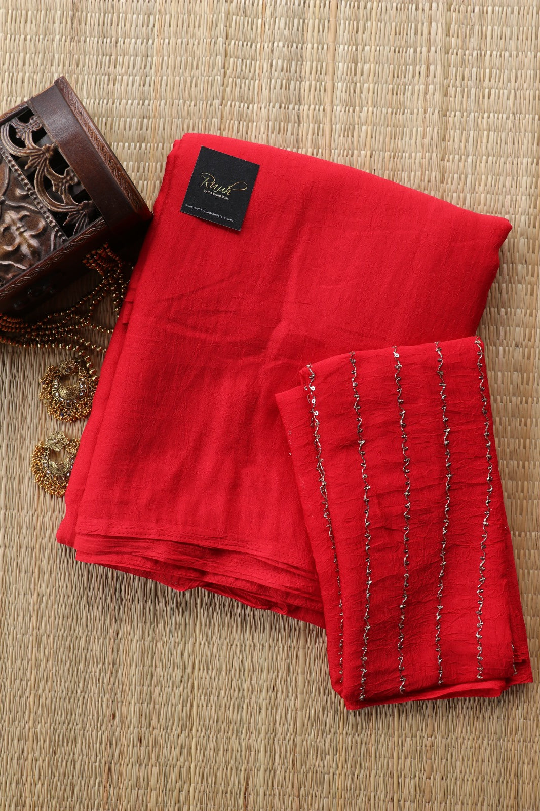 RANGOLI CRUSH SAREE - RED