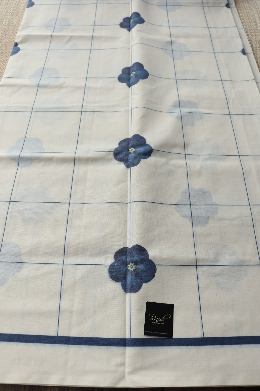 FLORAL PRINTED COTTON CHECK SAREE