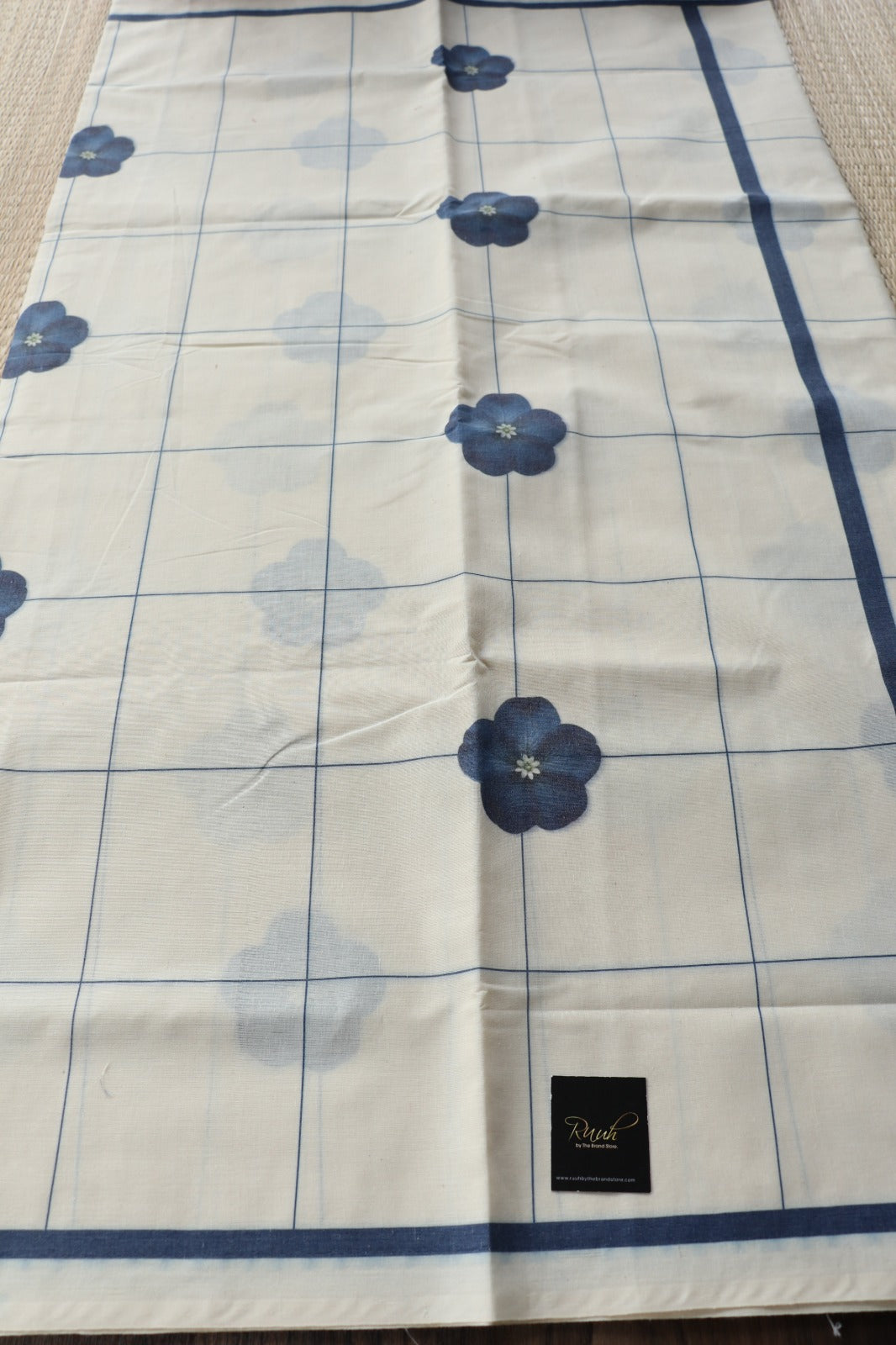 FLORAL PRINTED COTTON CHECK SAREE