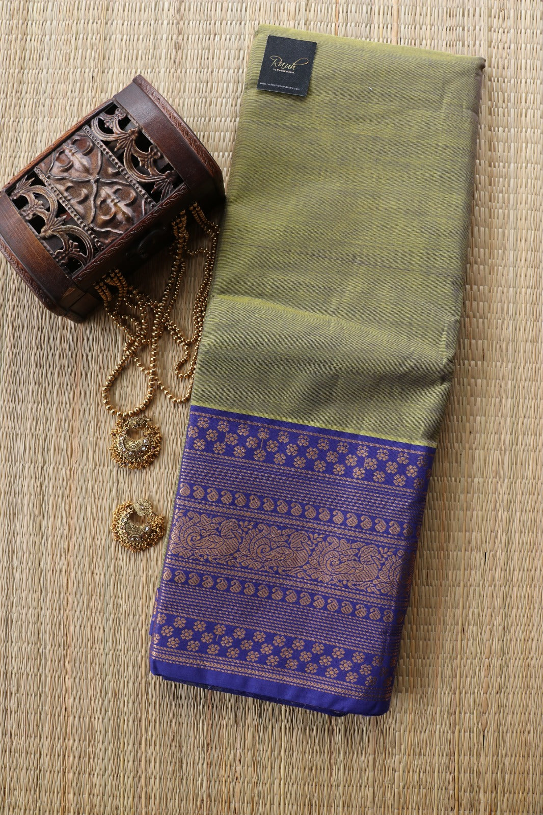 KANCHI COTTON SAREE - GREENISH
