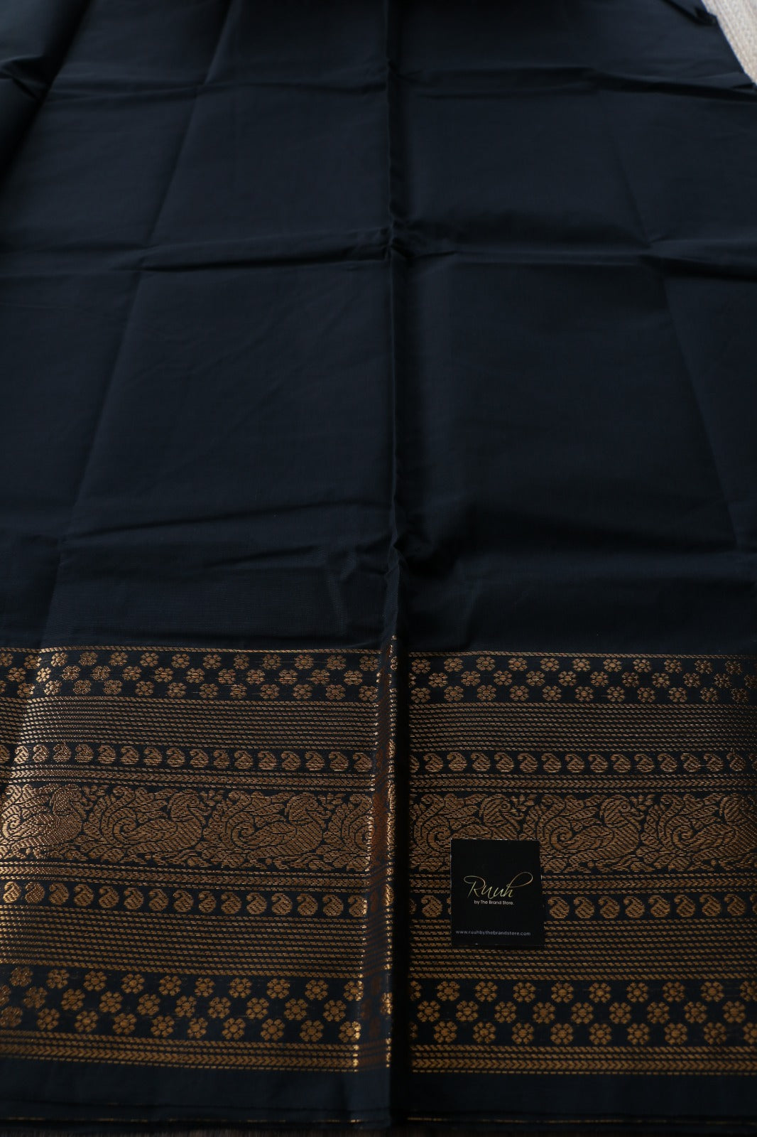KANCHI COTTON SAREE - BLACK