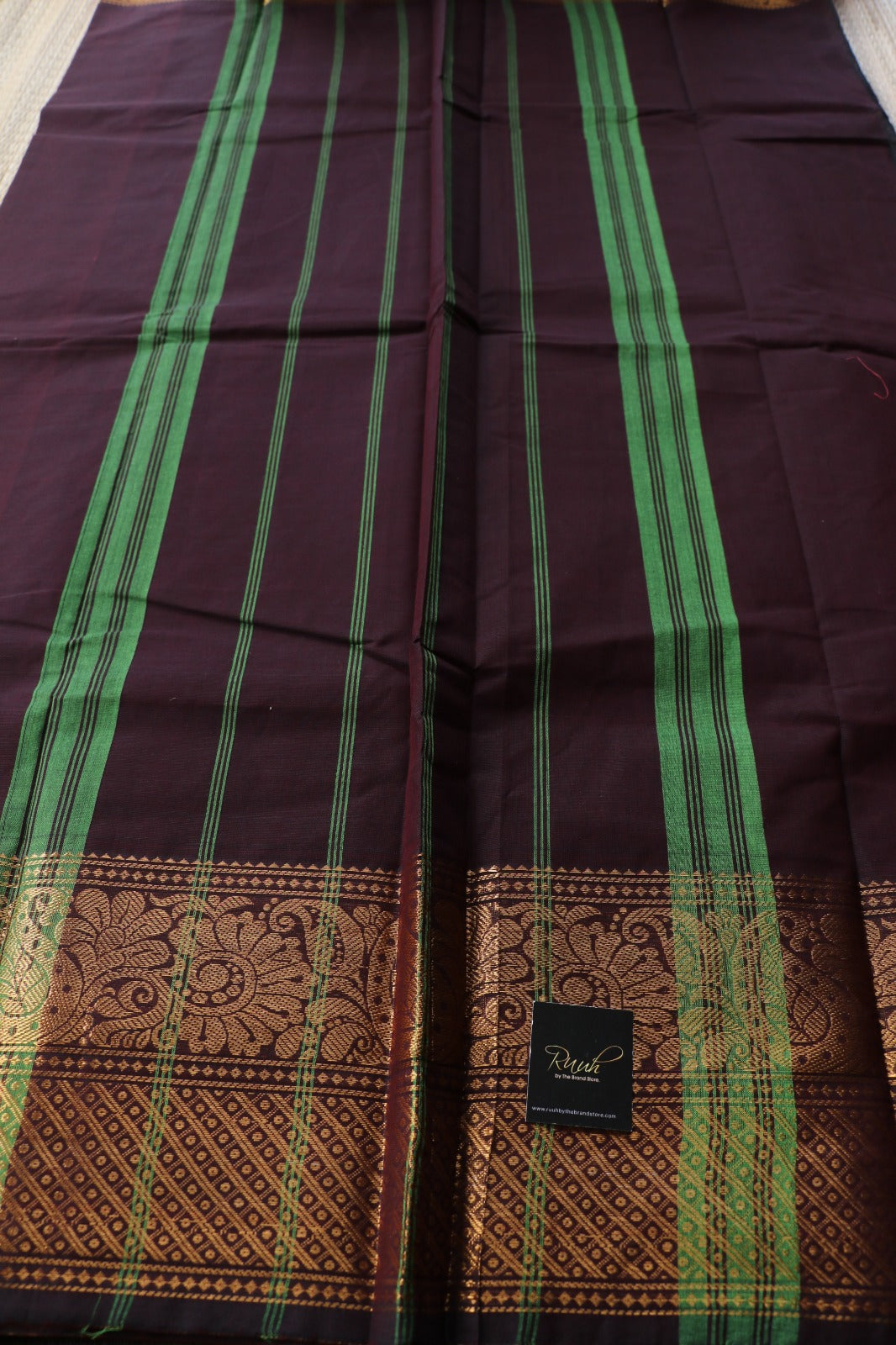 KANCHI COTTON SAREE - COFFEE BROWN