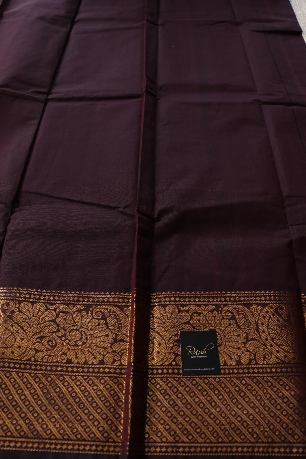KANCHI COTTON SAREE - COFFEE BROWN