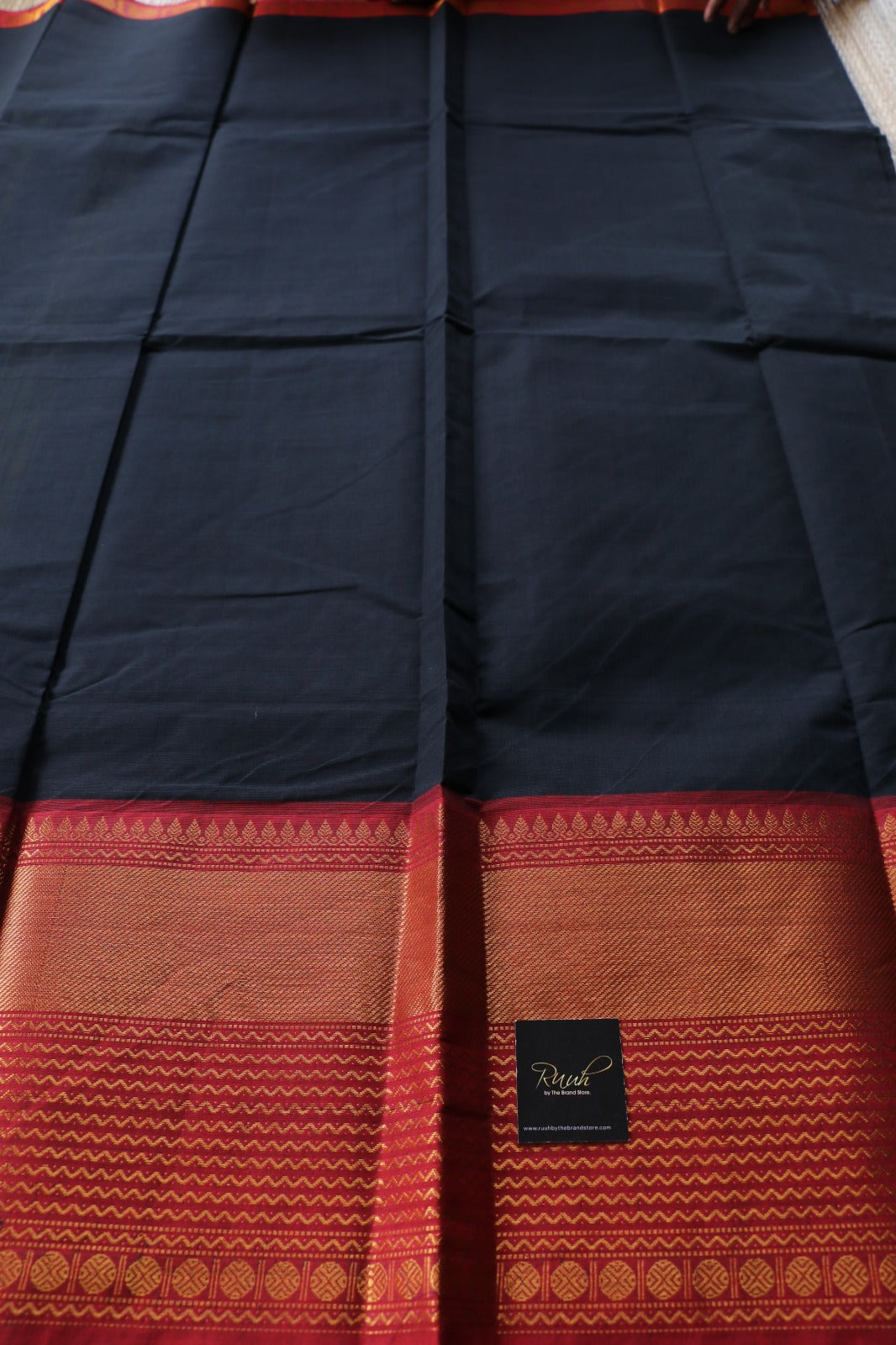 KANCHI COTTON SAREE - BLACK