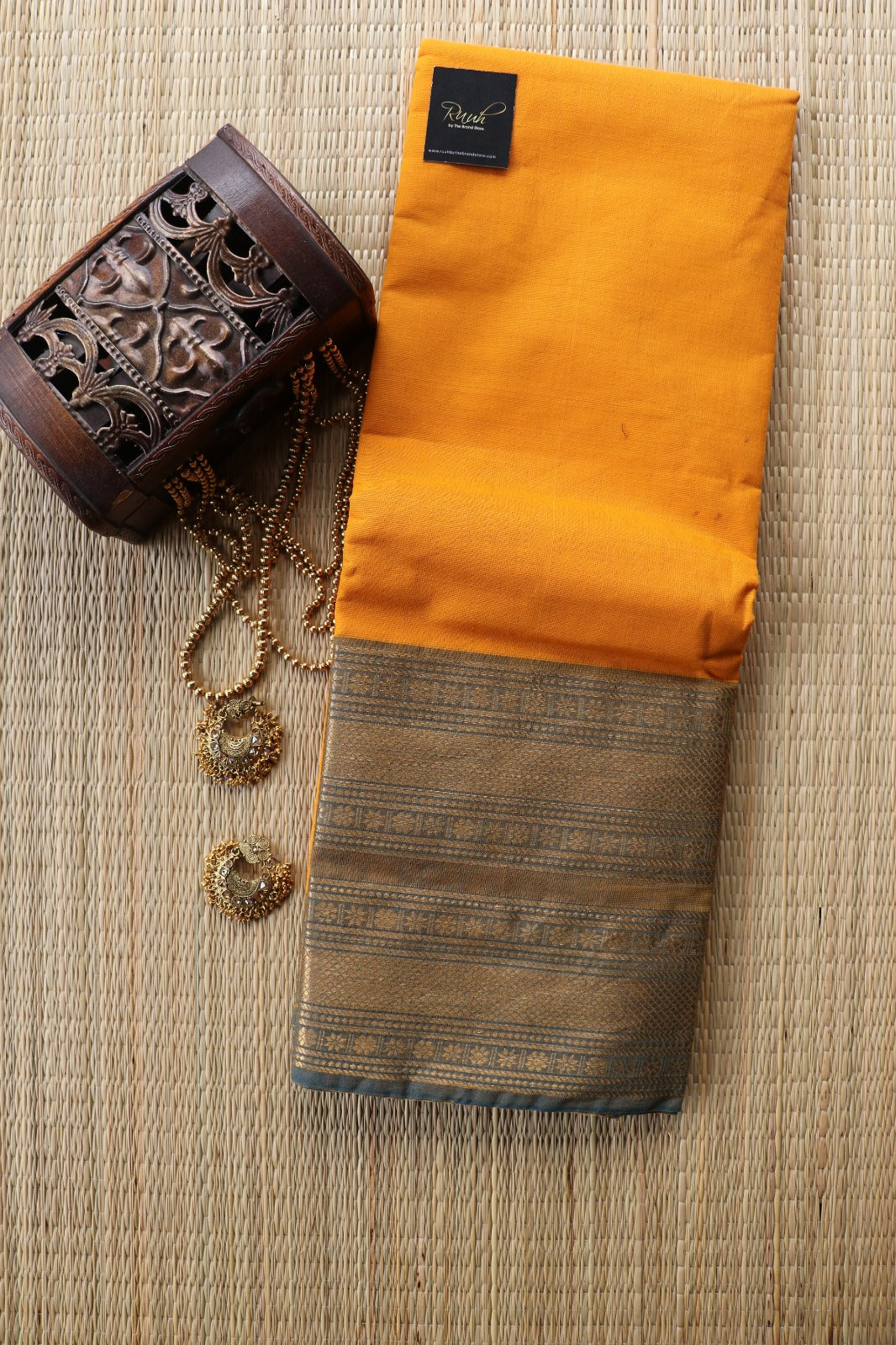 KANCHI COTTON SAREE - YELLOW