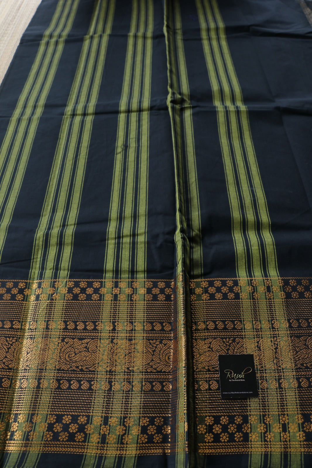 KANCHI COTTON SAREE - BLACK