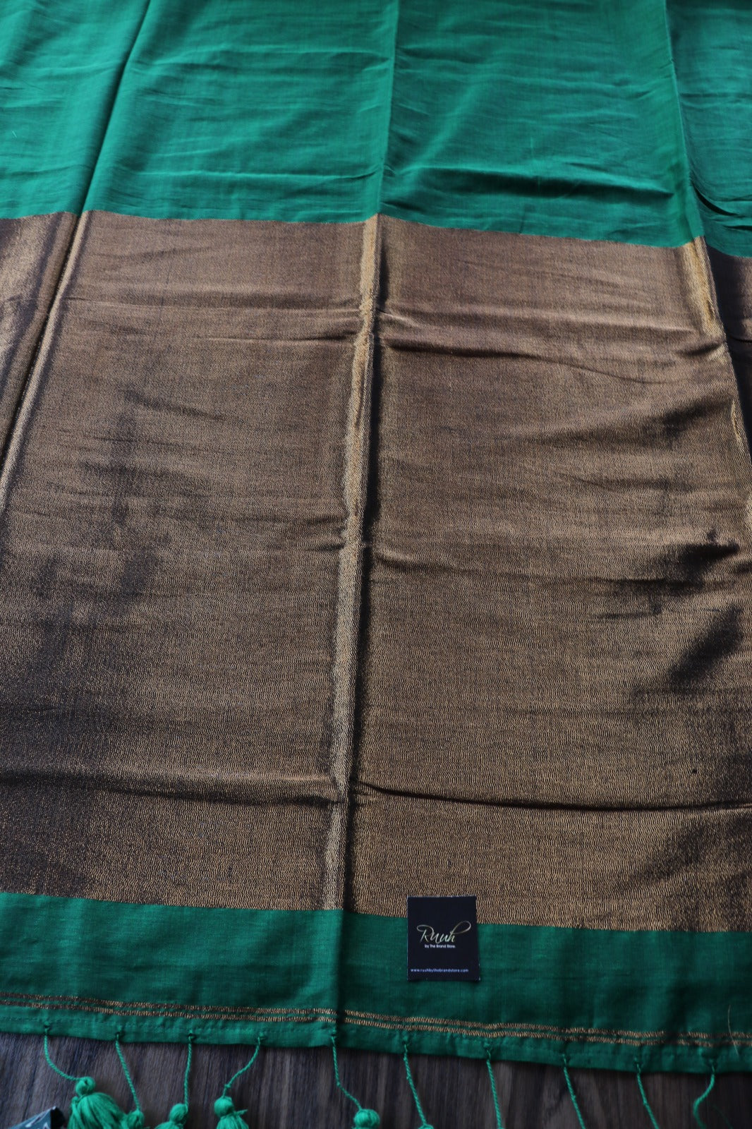 HANDLOOM COTTON SAREE - DARK GREEN TBS26PC