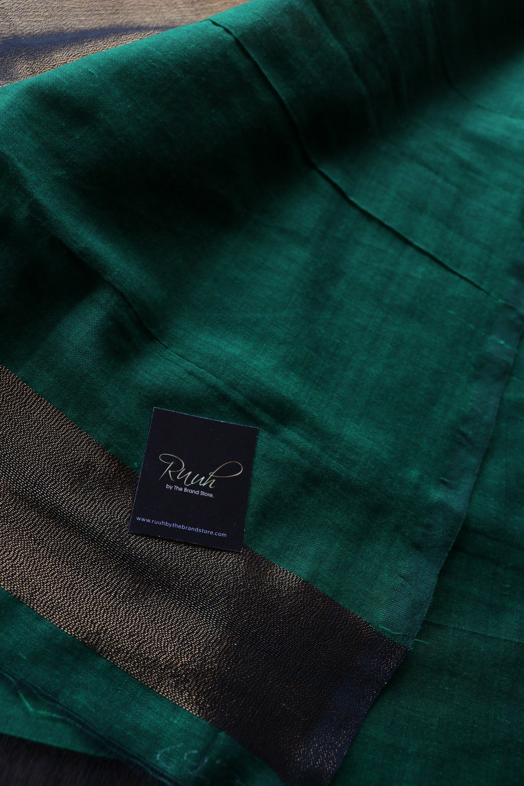 HANDLOOM COTTON SAREE - DARK GREEN TBS26PC