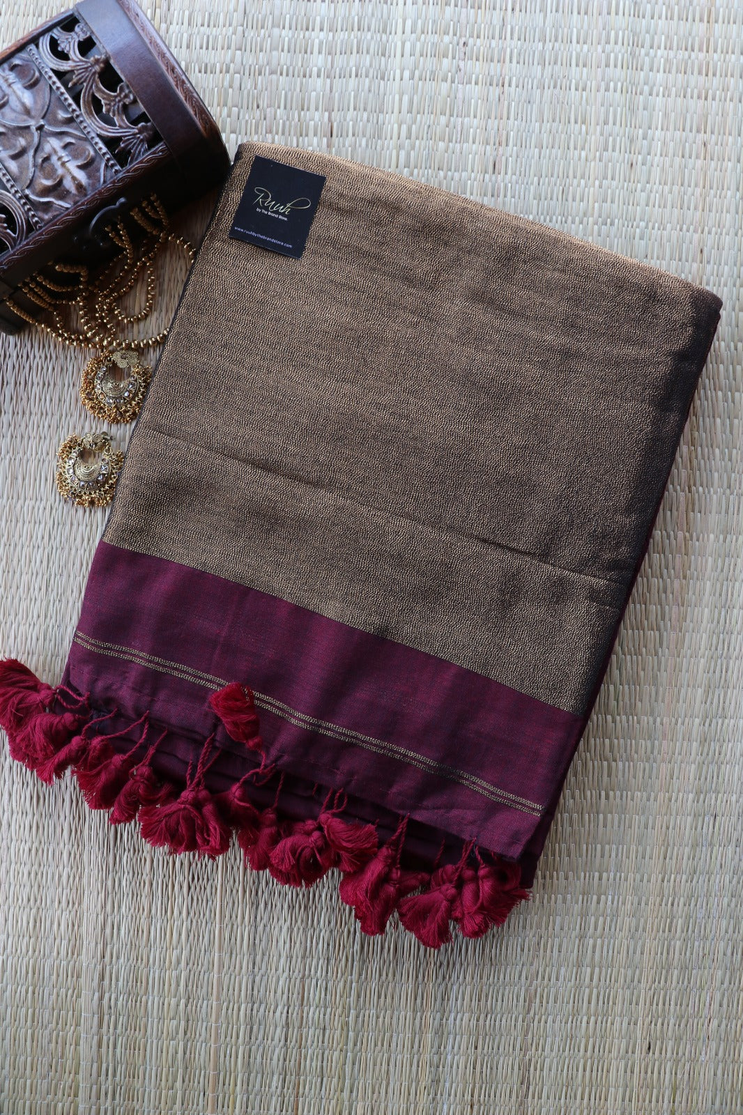 HANDLOOM COTTON SAREE - MAROON TBS26PC