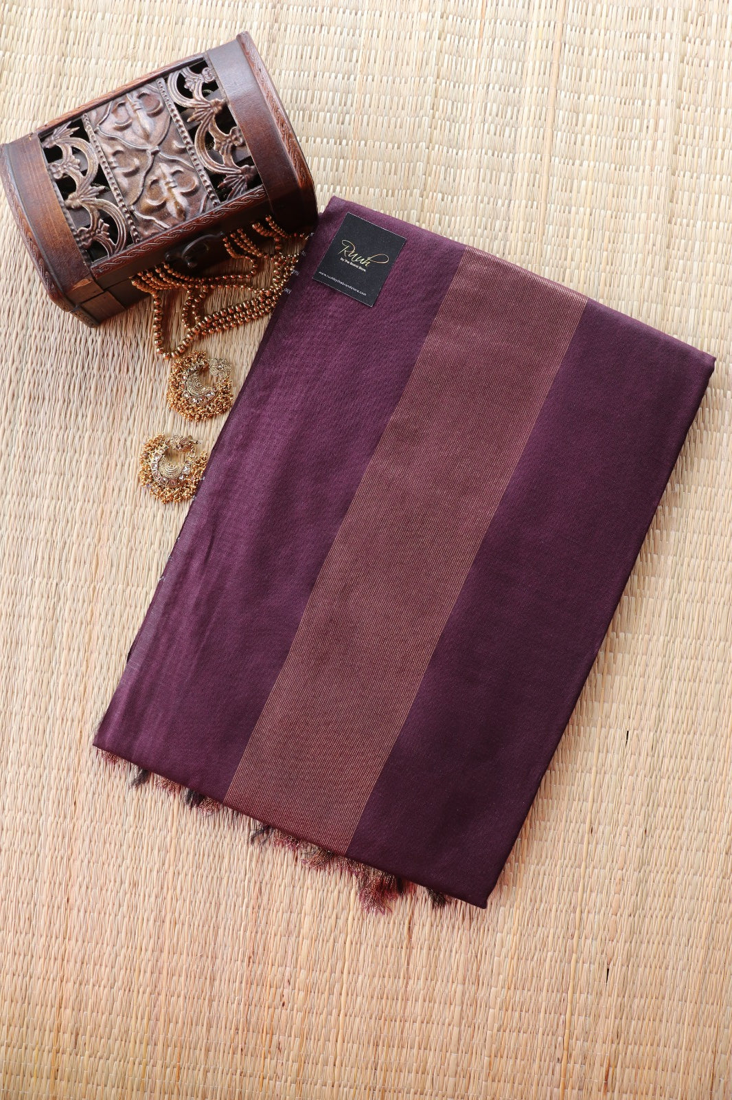 ART SILK SAREE IN STRIPE PATTERN - WINE