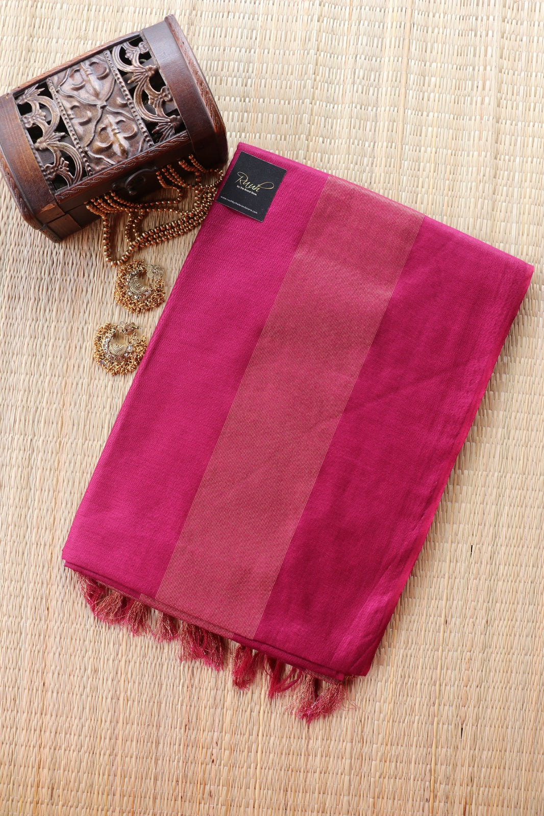 ART SILK SAREE IN STRIPE PATTERN - DEEP PINK