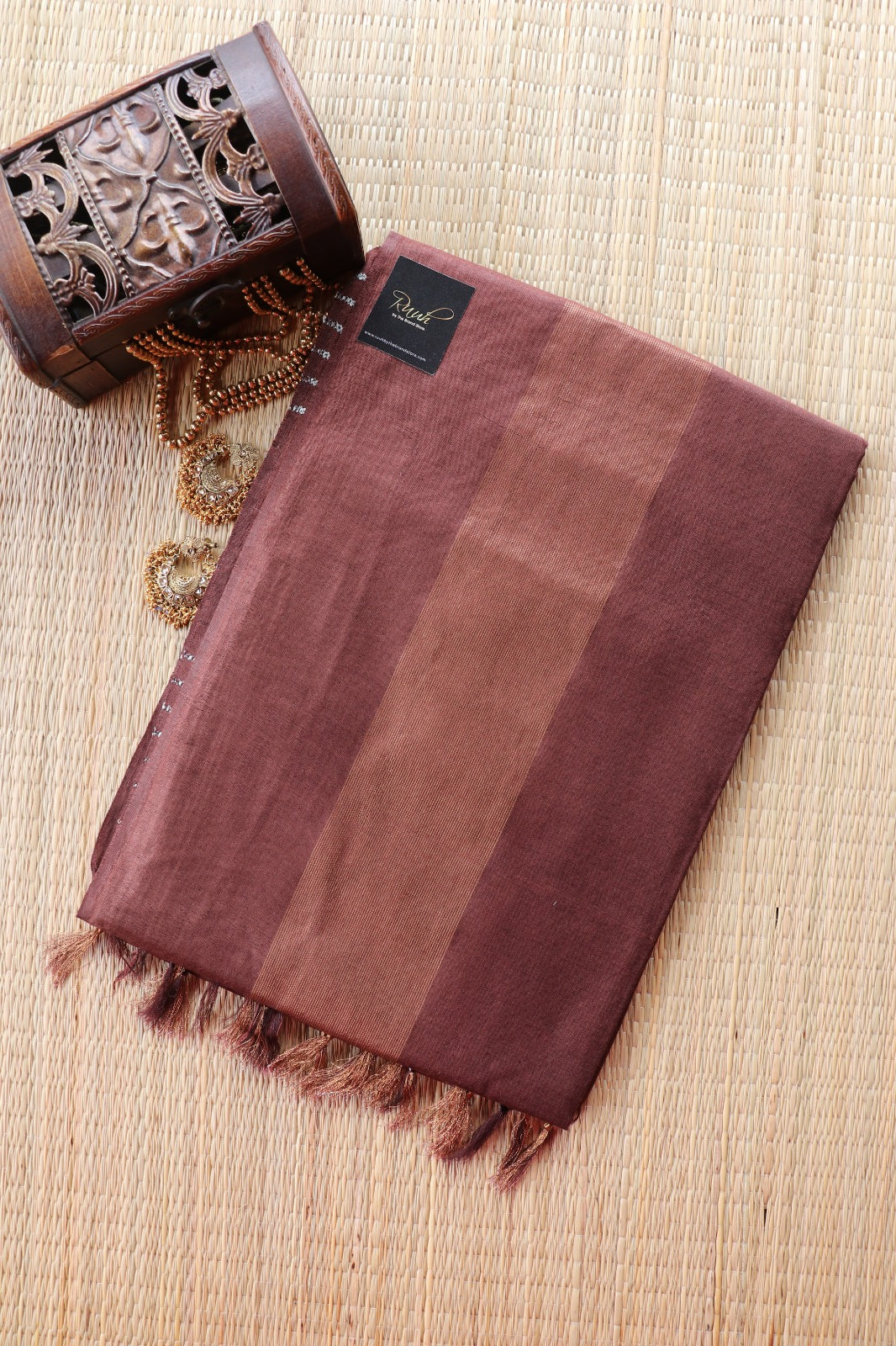 ART SILK SAREE IN STRIPE PATTERN - COFFEE BROWN