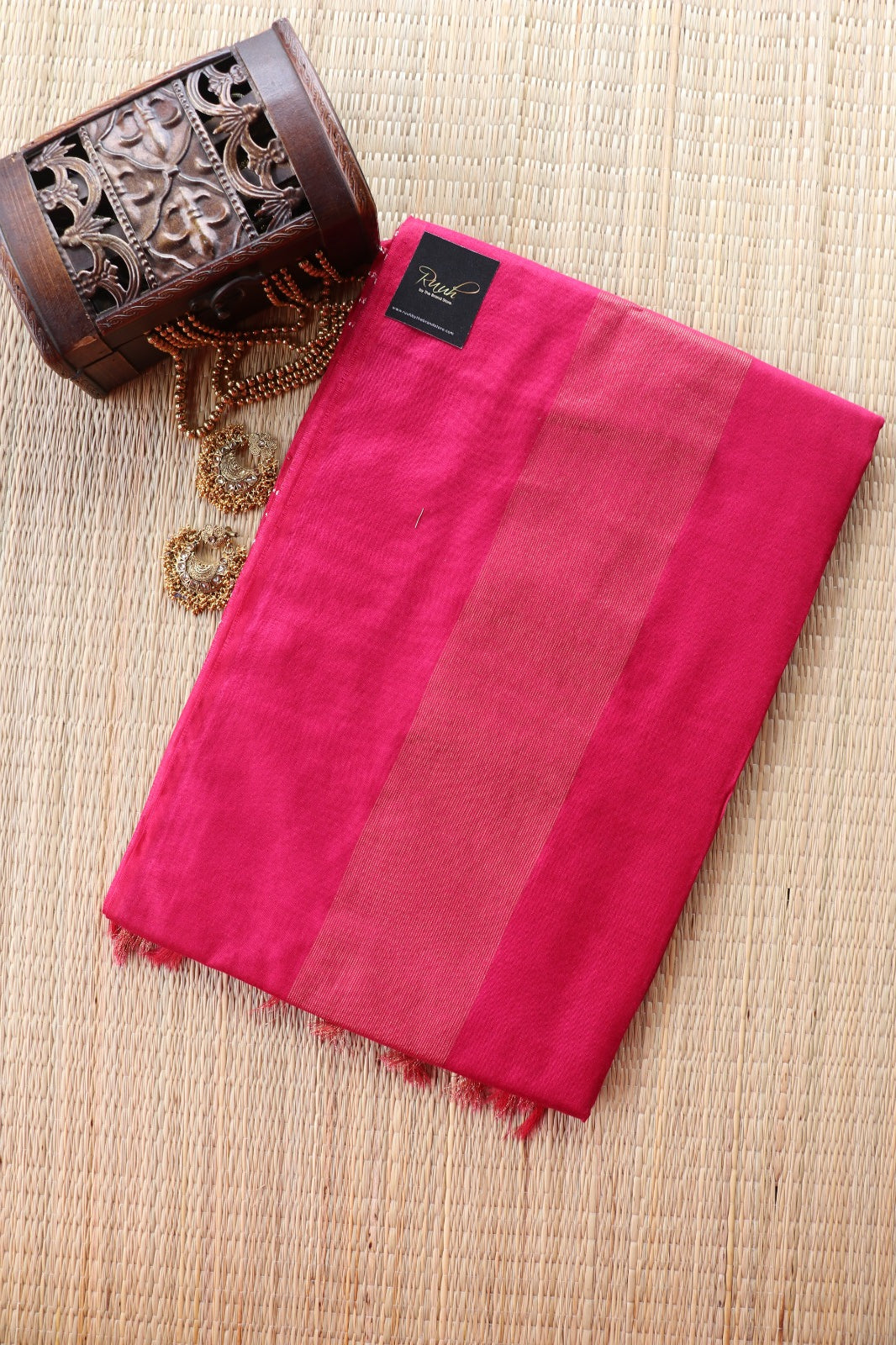 ART SILK SAREE IN STRIPE PATTERN - DARK PINK