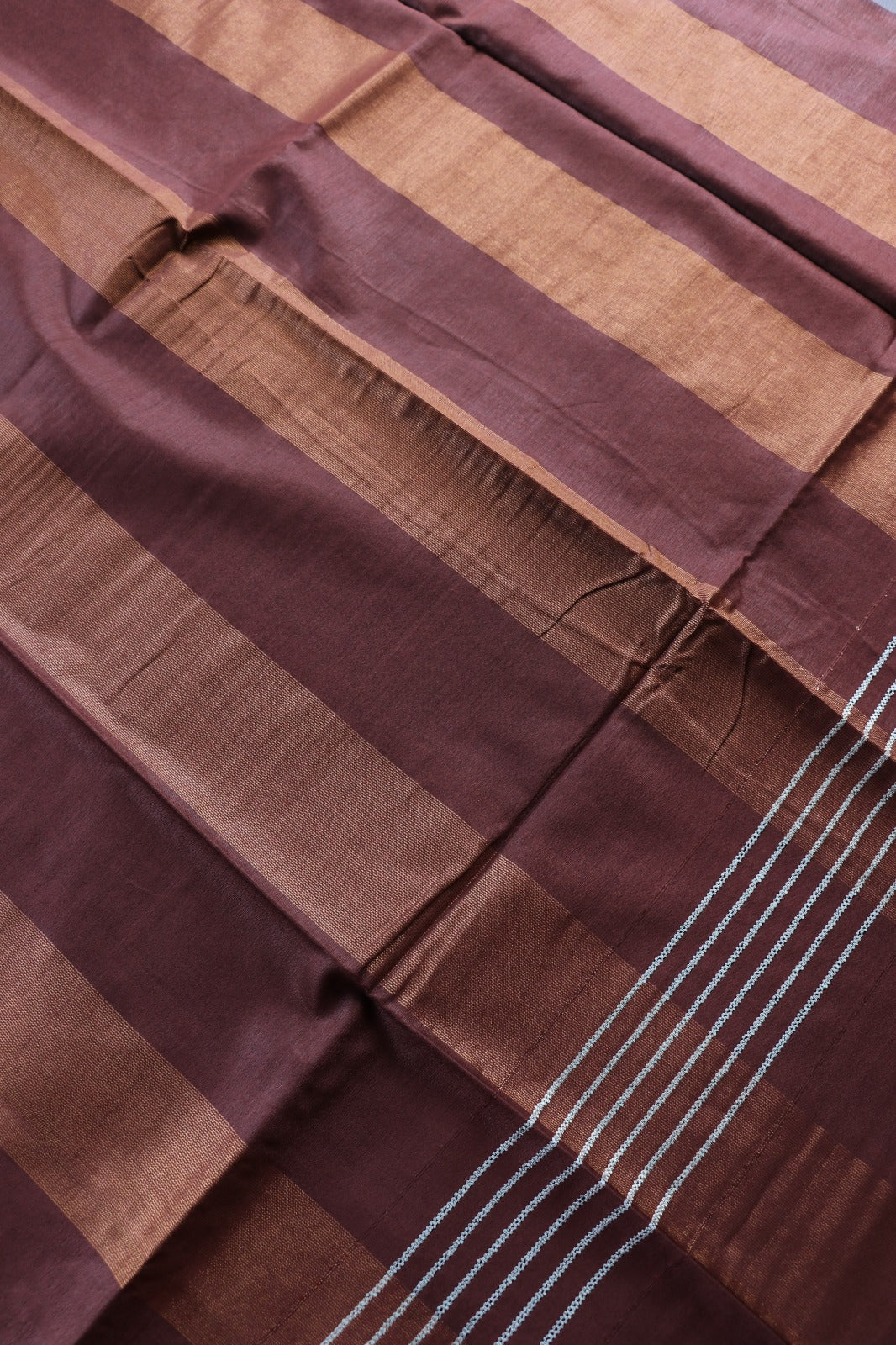 ART SILK SAREE IN STRIPE PATTERN - COFFEE BROWN