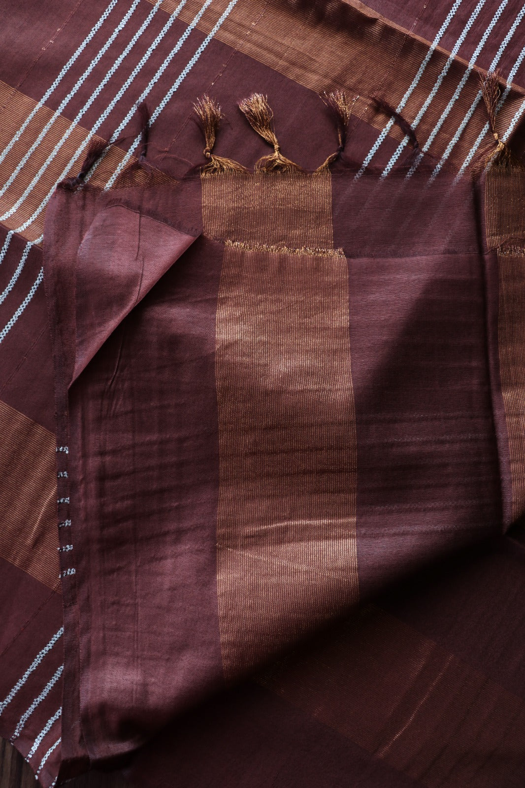ART SILK SAREE IN STRIPE PATTERN - COFFEE BROWN