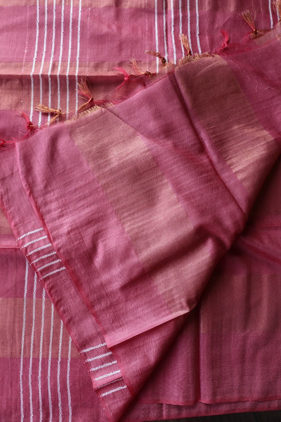 ART SILK SAREE IN STRIPE PATTERN - LIGHT PINK