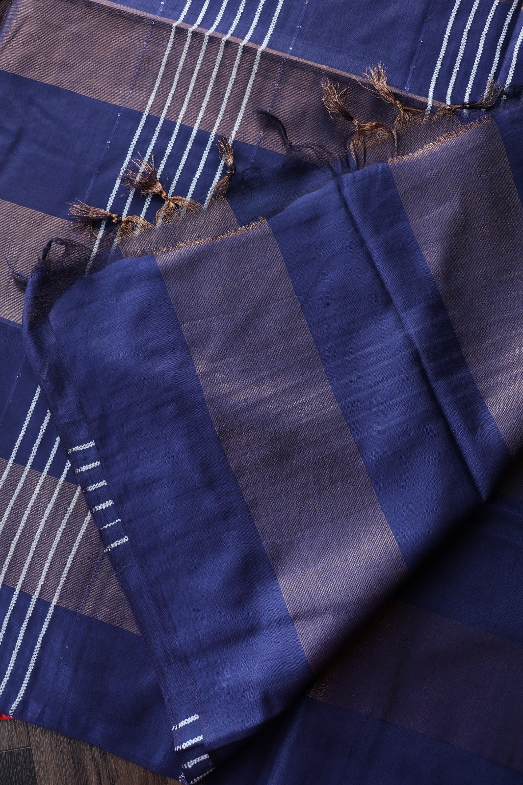 ART SILK SAREE IN STRIPE PATTERN - DARK BLUE