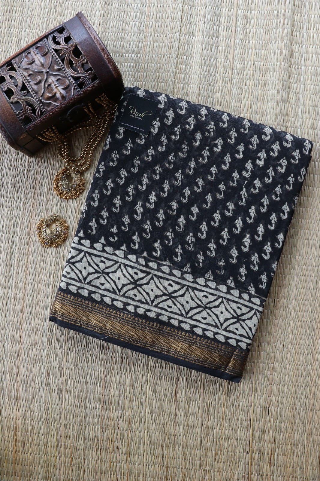 MAHESHWARI BLOCK PRINT SAREE- TBS26MBP
