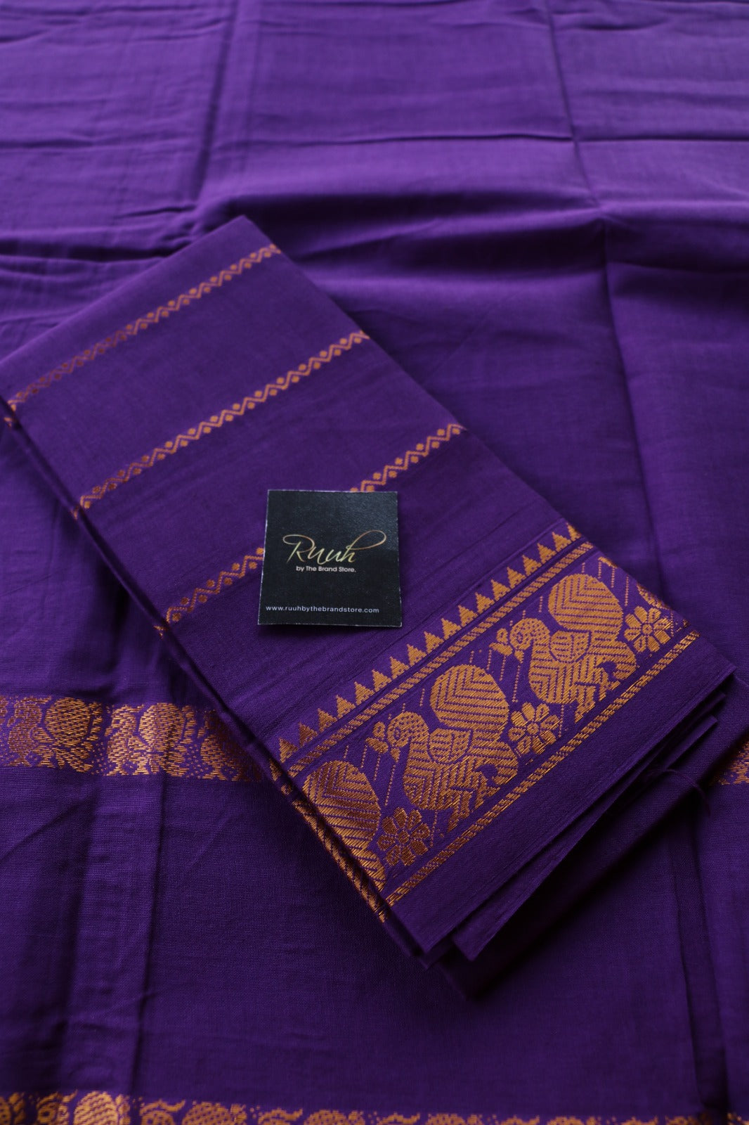 PLAIN SUNGUDI SAREE- PURPLE