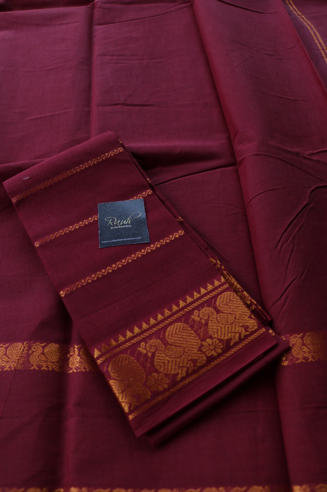 PLAIN SUNGUDI SAREE- MAROON TBS26MSS