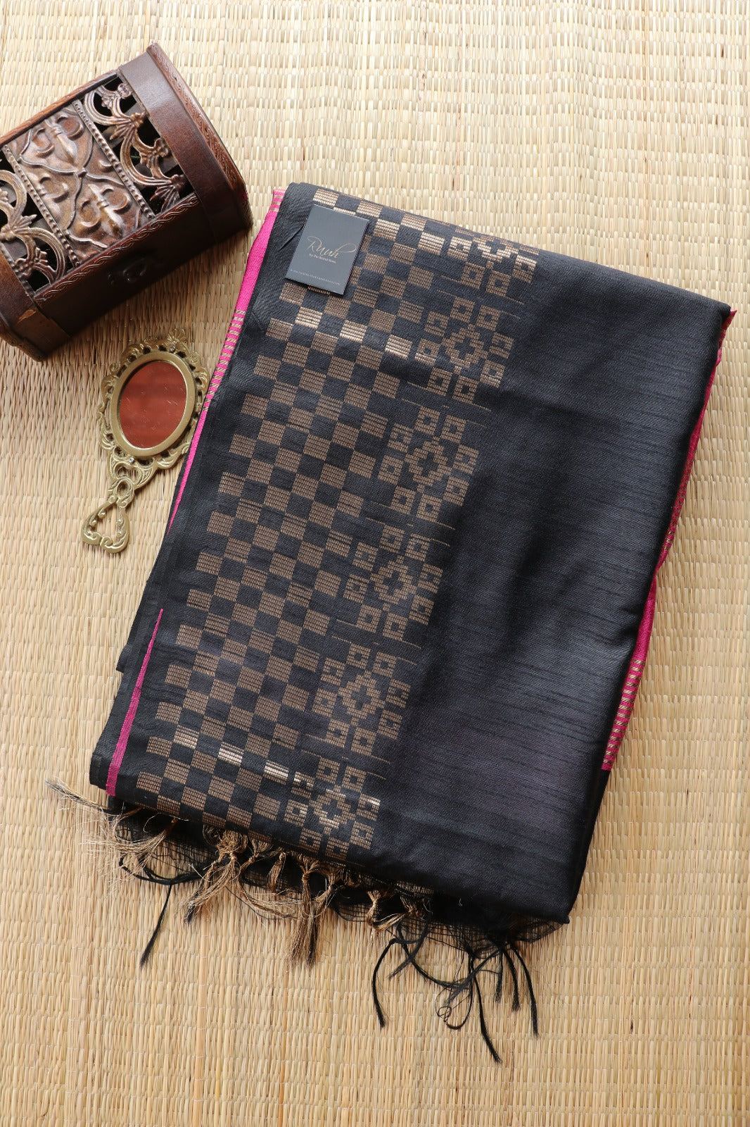 BLACK-PINK SEMI SILK SAREE
