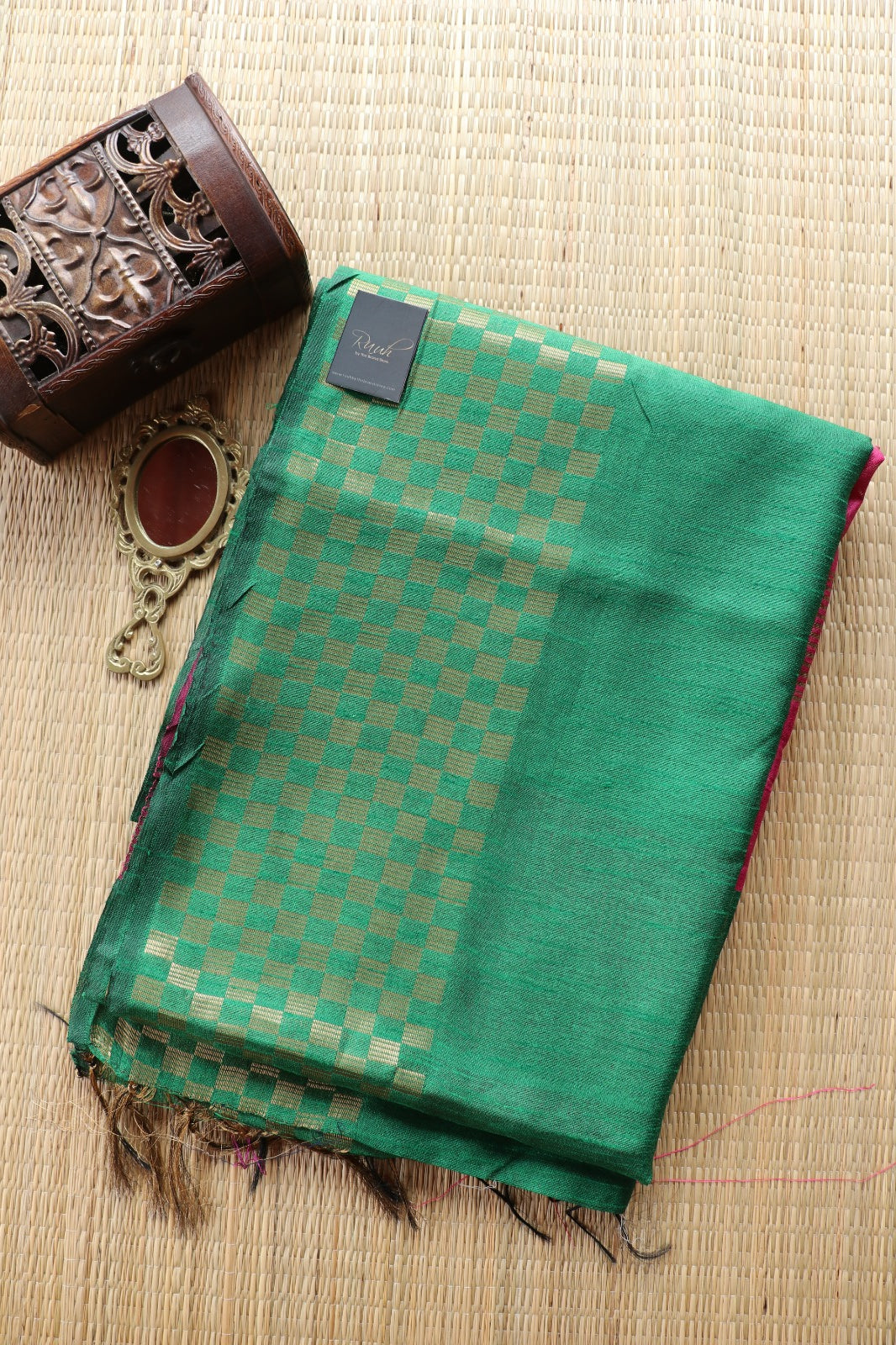 GREEN-PINK SEMI SILK SAREE