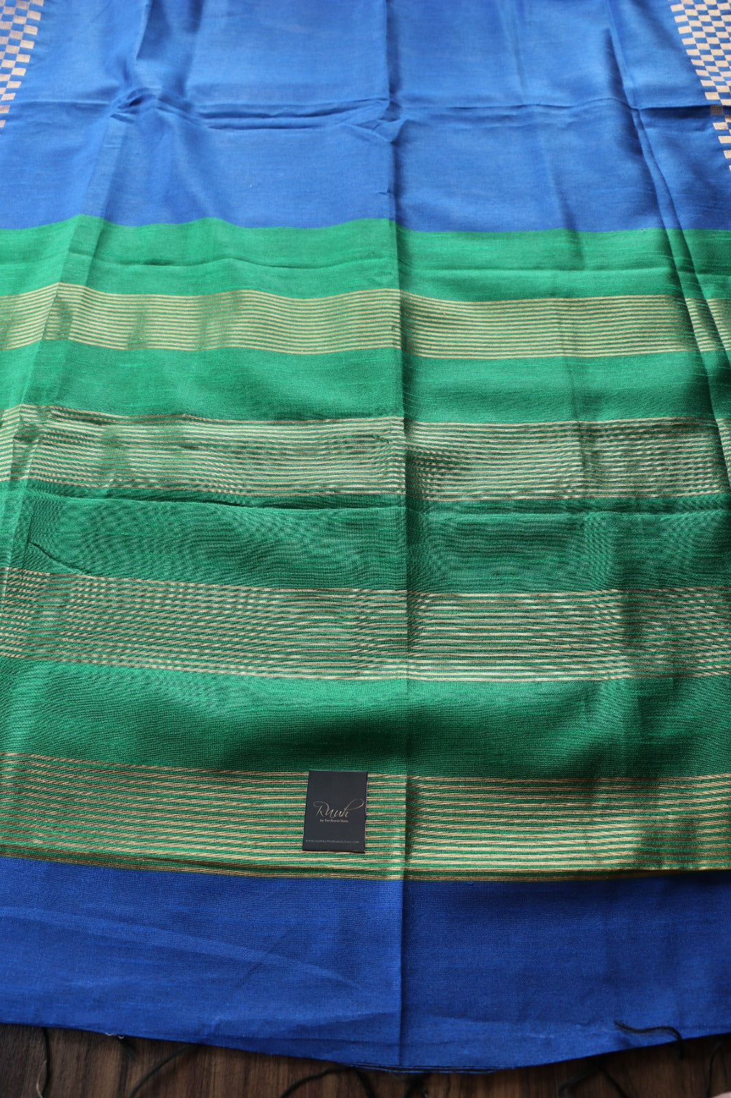 BLUE - GREEN SEMI SILK SAREE