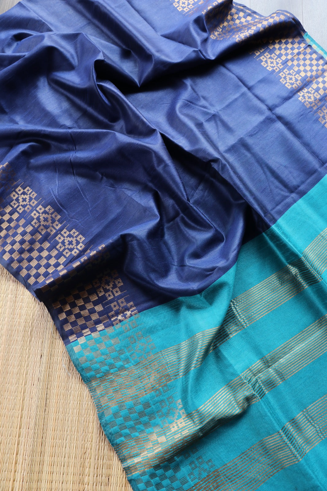 BLUE - LIGHT BLUE SEMI SILK SAREE