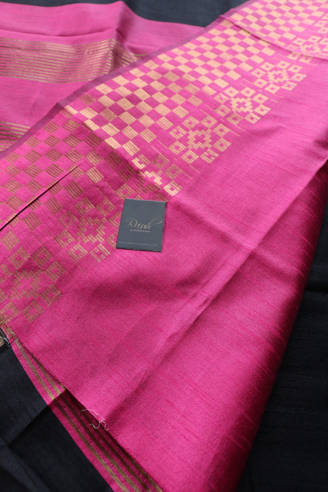 BLACK-PINK SEMI SILK SAREE