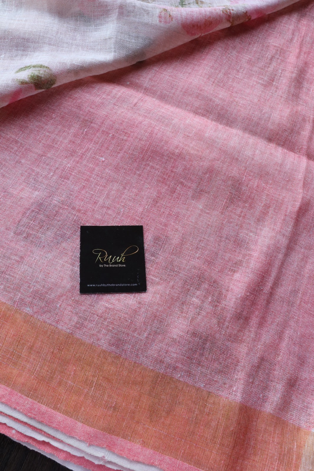 FLORAL PRINTED LINEN SAREE - SWASIKA