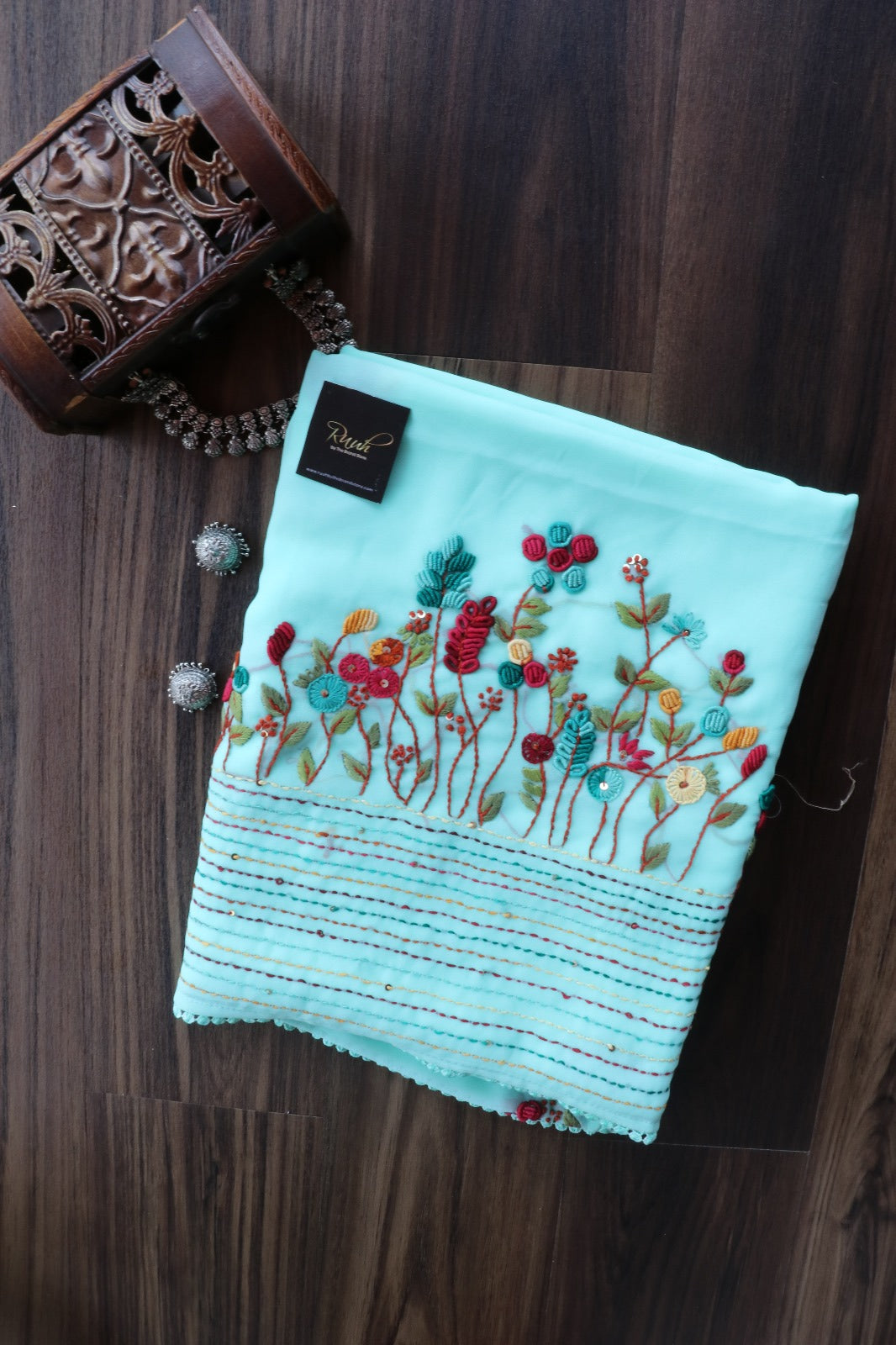 GEORGETTE SAREES WITH FRENCH KNOT 6