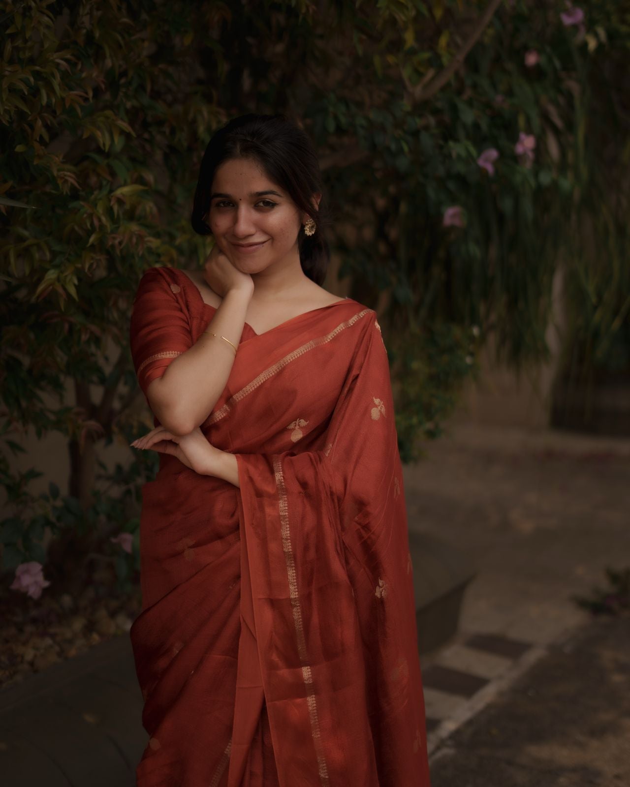 RUST ORANGE VISCOSE KHADI SILK