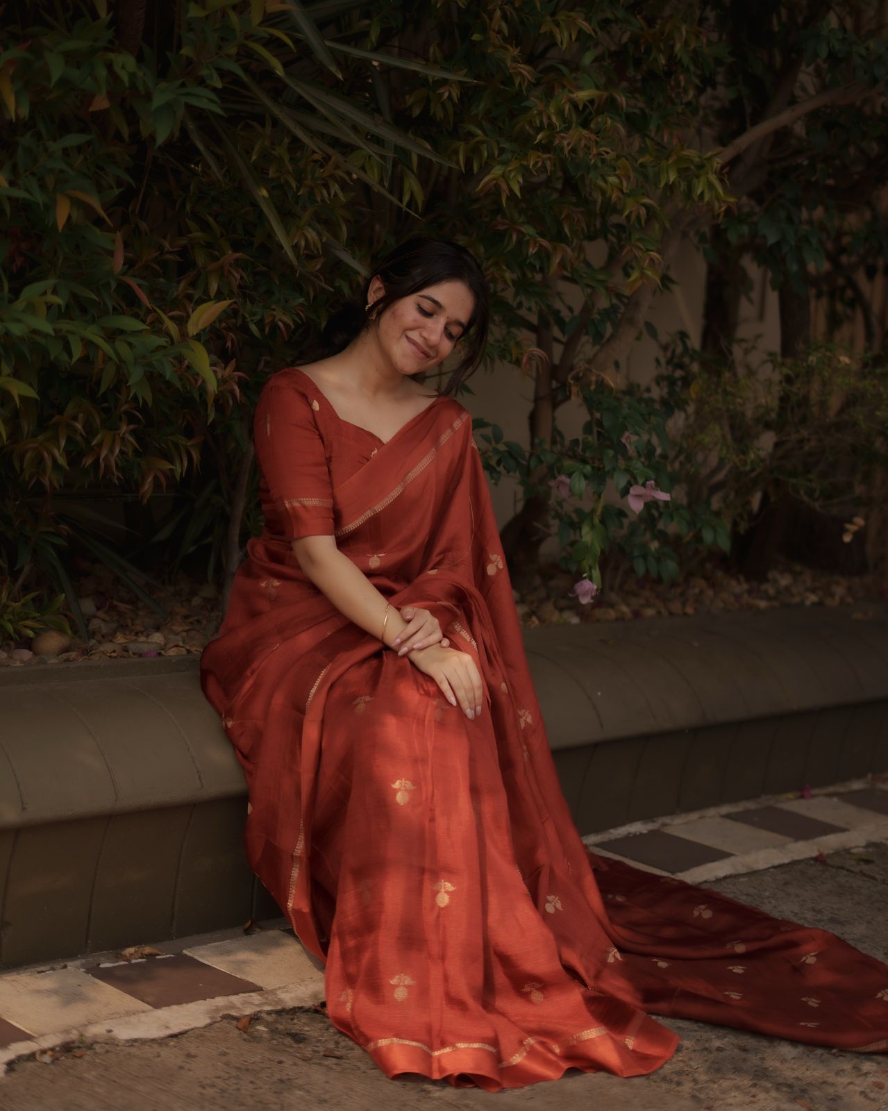 RUST ORANGE VISCOSE KHADI SILK