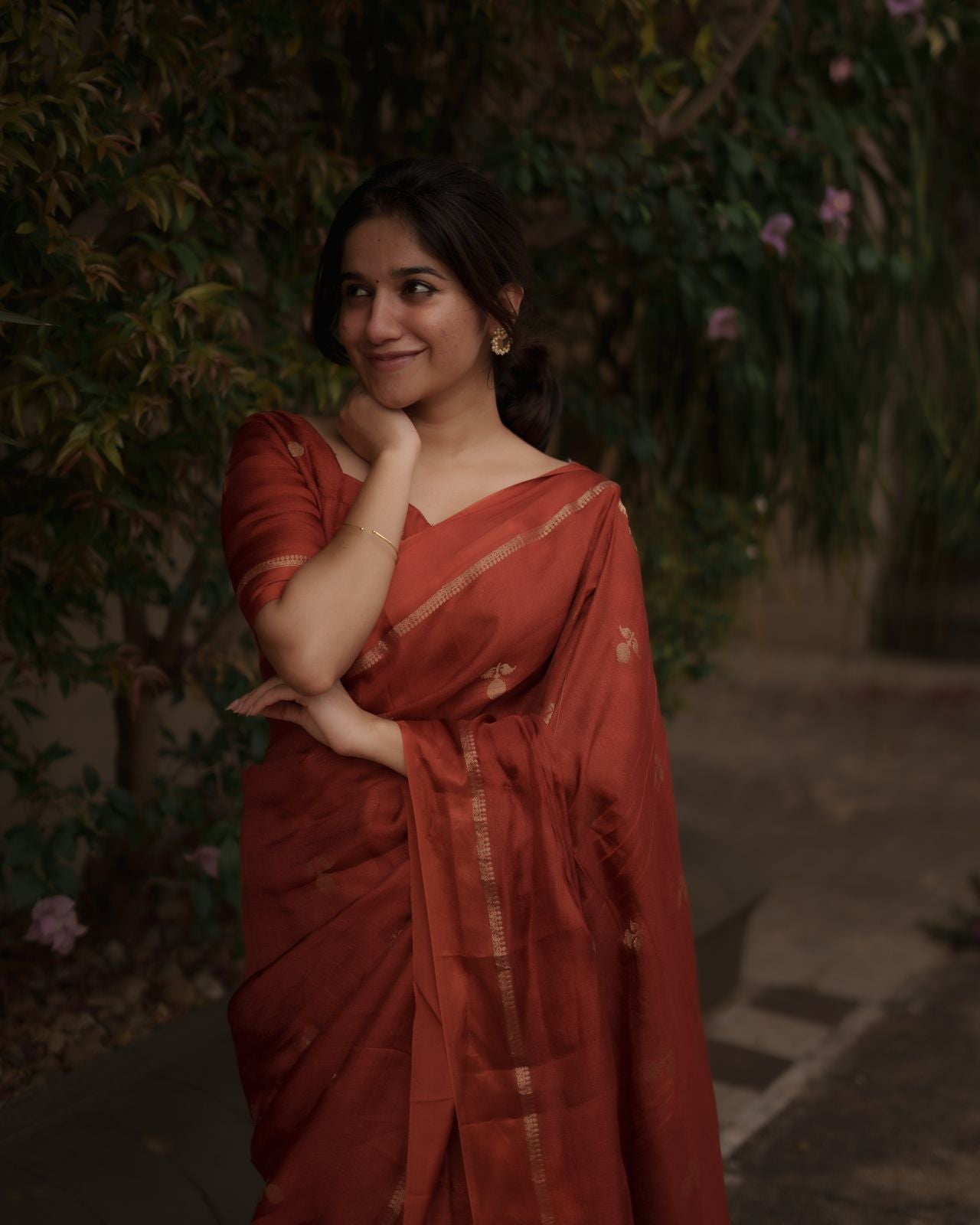 RUST ORANGE VISCOSE KHADI SILK