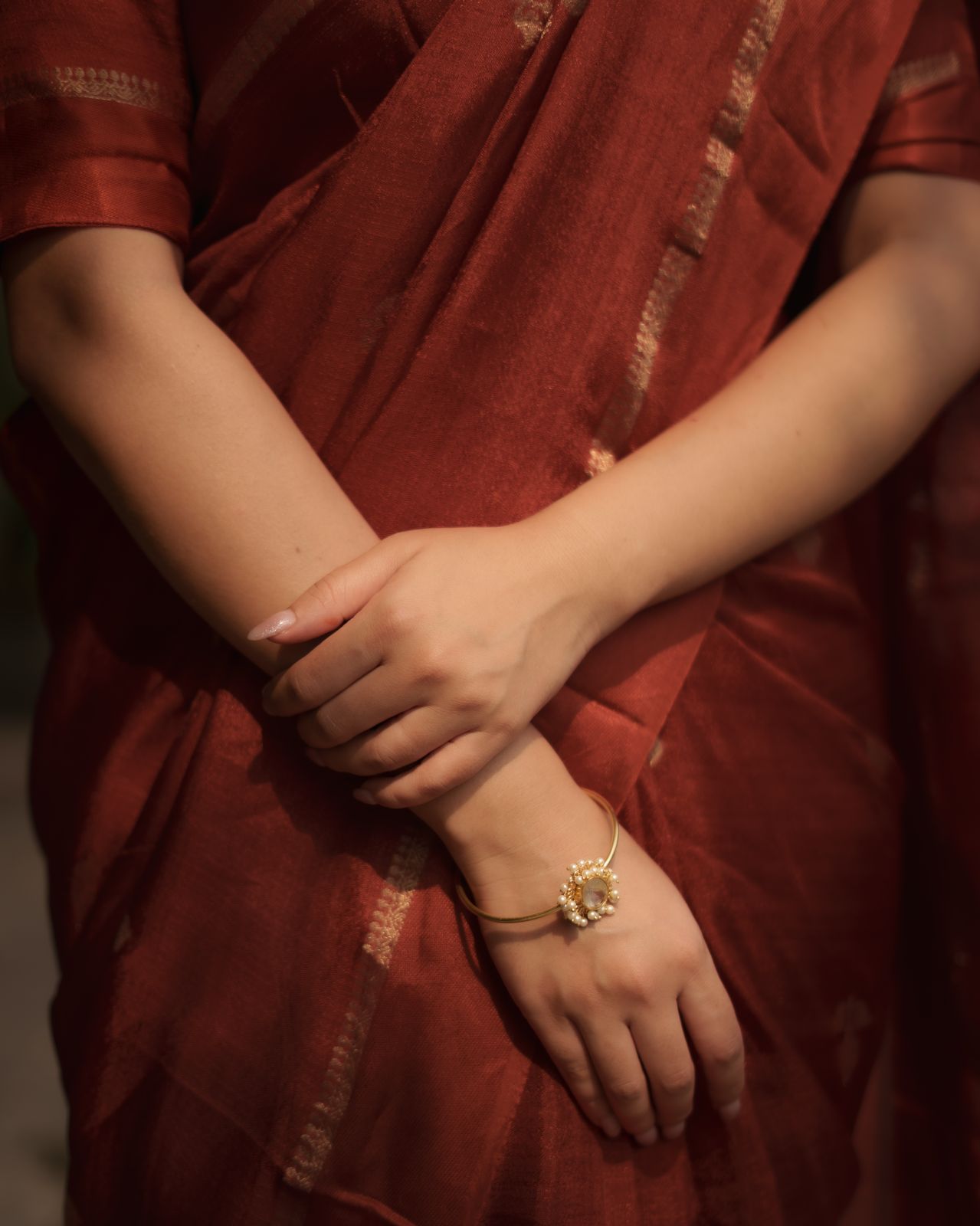 RUST ORANGE VISCOSE KHADI SILK