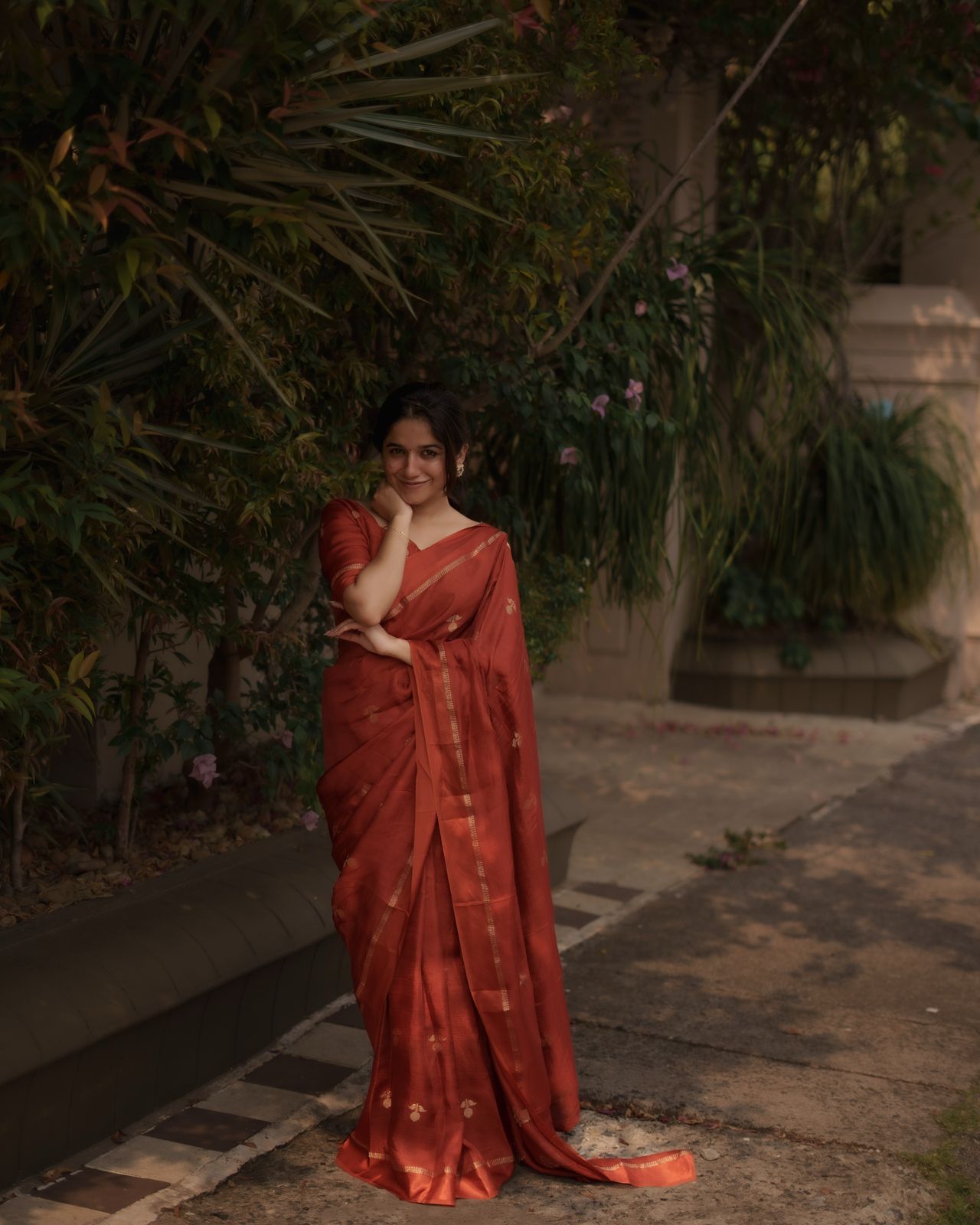 RUST ORANGE VISCOSE KHADI SILK