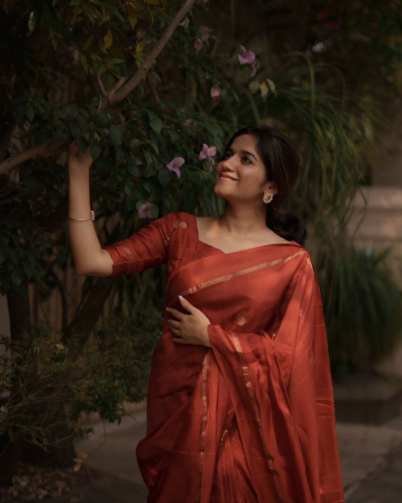 RUST ORANGE VISCOSE KHADI SILK