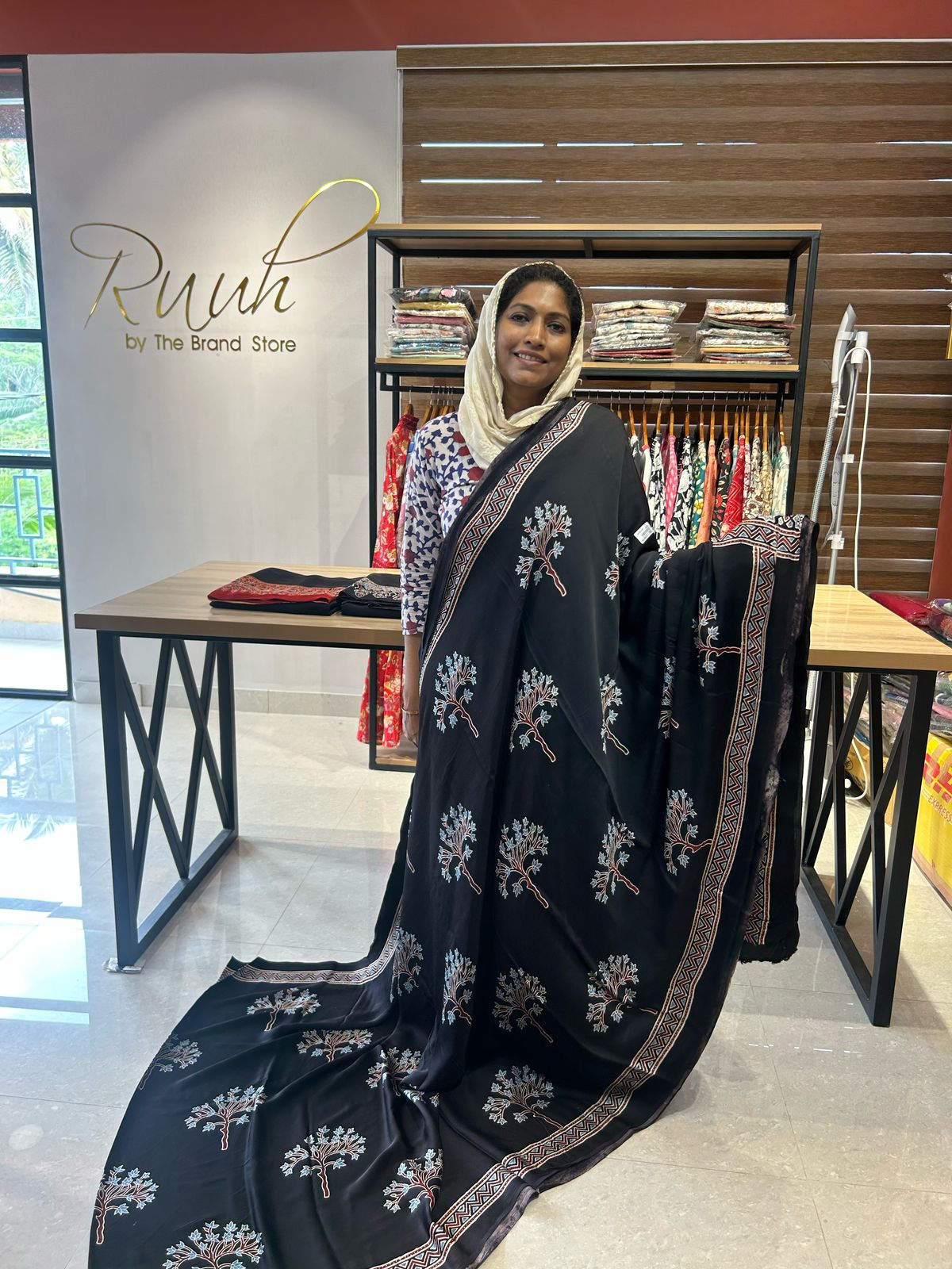 TREE DESIGN AJRAKH MODAL SILK SAREE