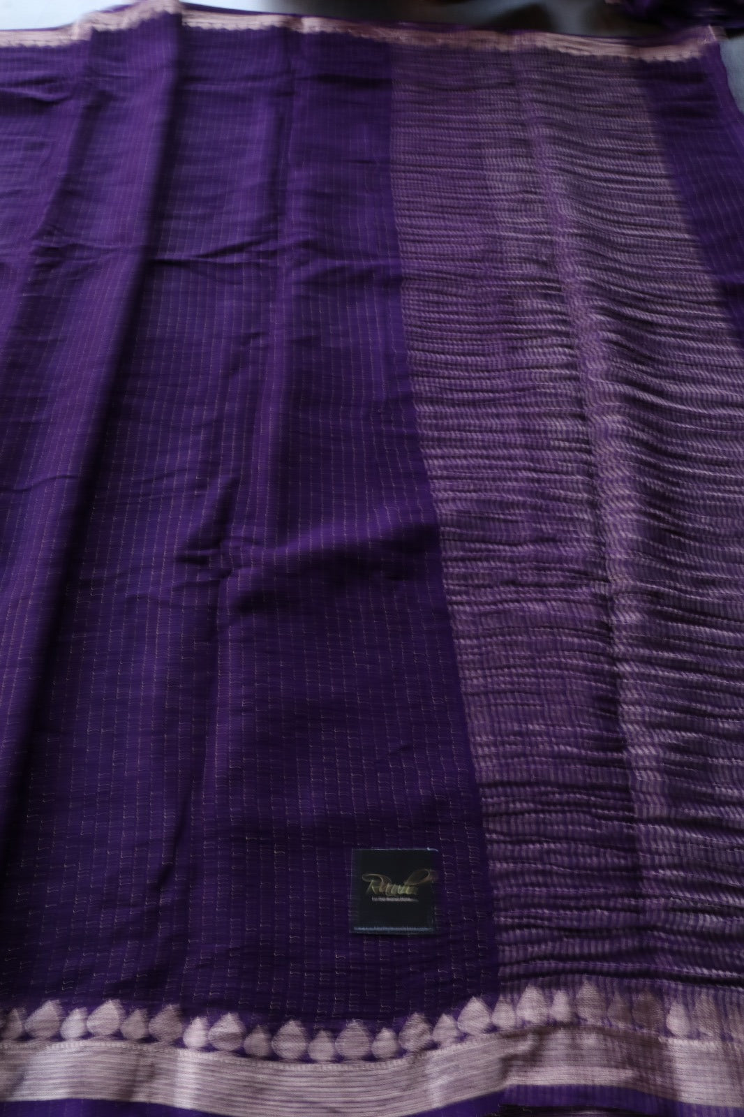 PURPLE VISCOSE STRIPE SAREE