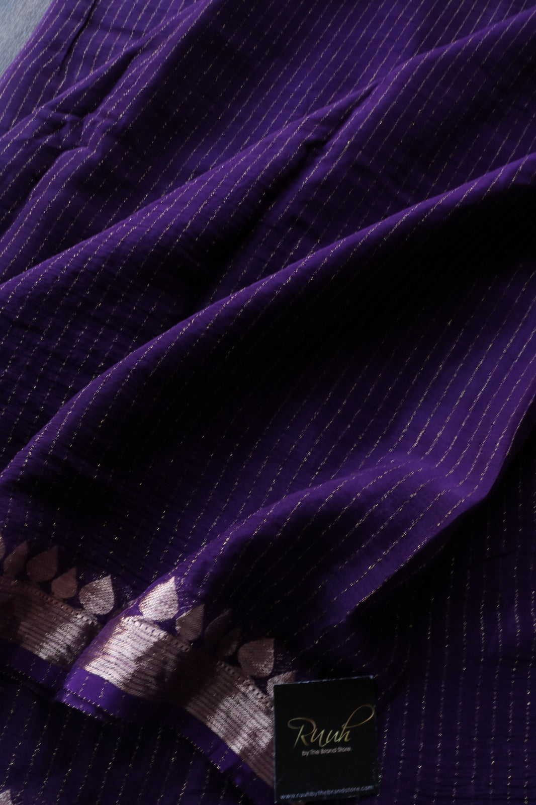 PURPLE VISCOSE STRIPE SAREE