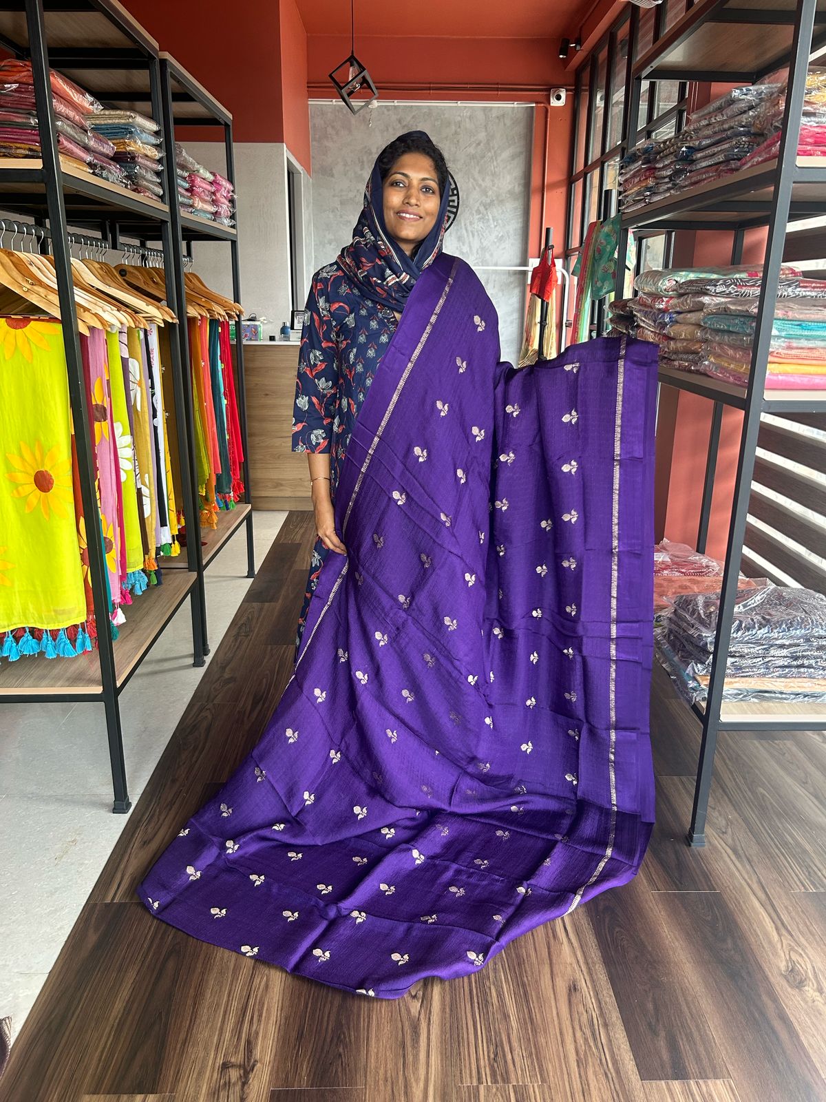 PURPLE COLOUR VISCOSE KHADI SILK SAREE