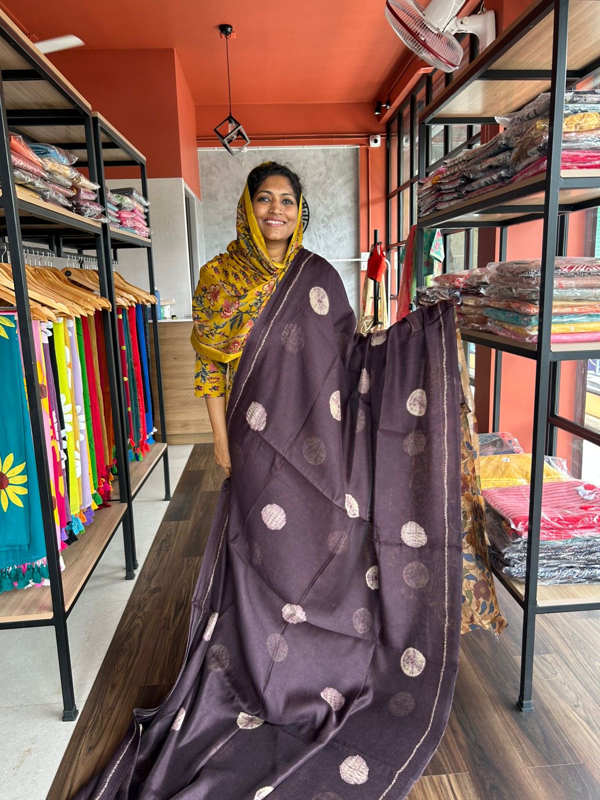 DARK PURPLE SEMI LINEN SAREE
