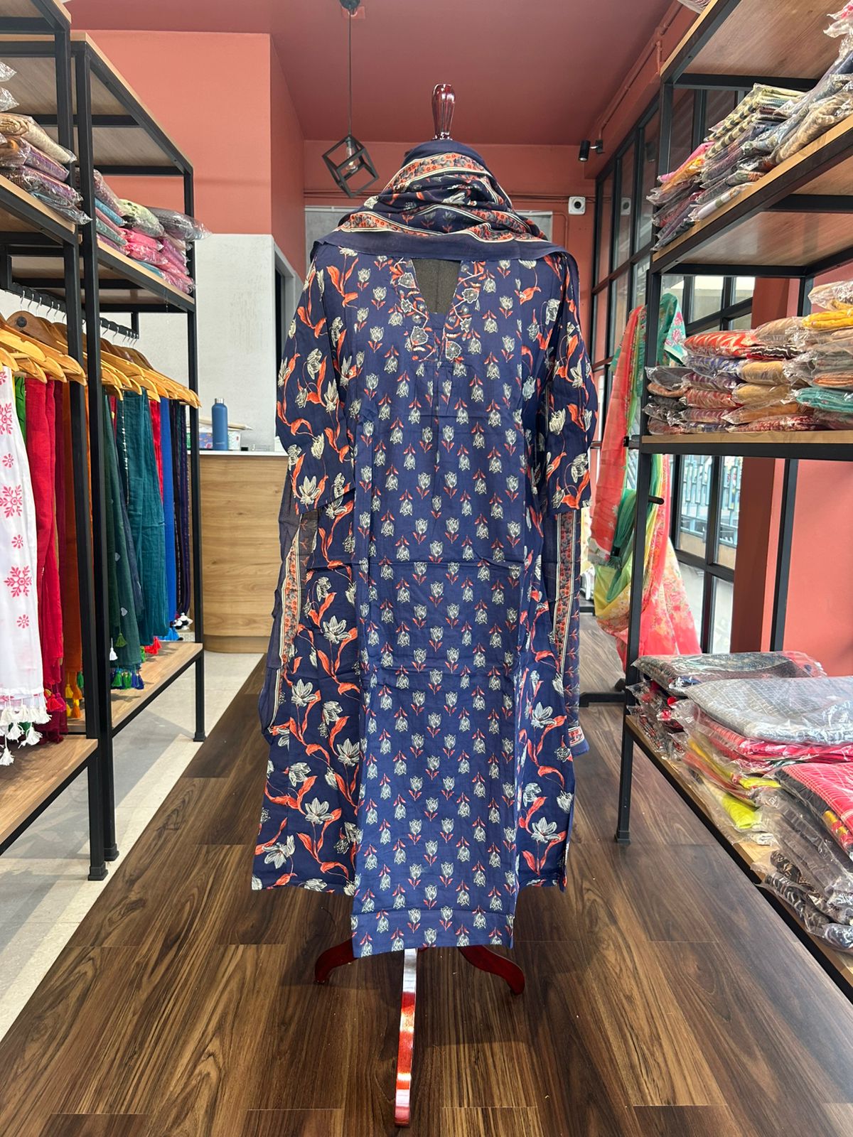 COTTON BLUE SALWAR SUIT SET