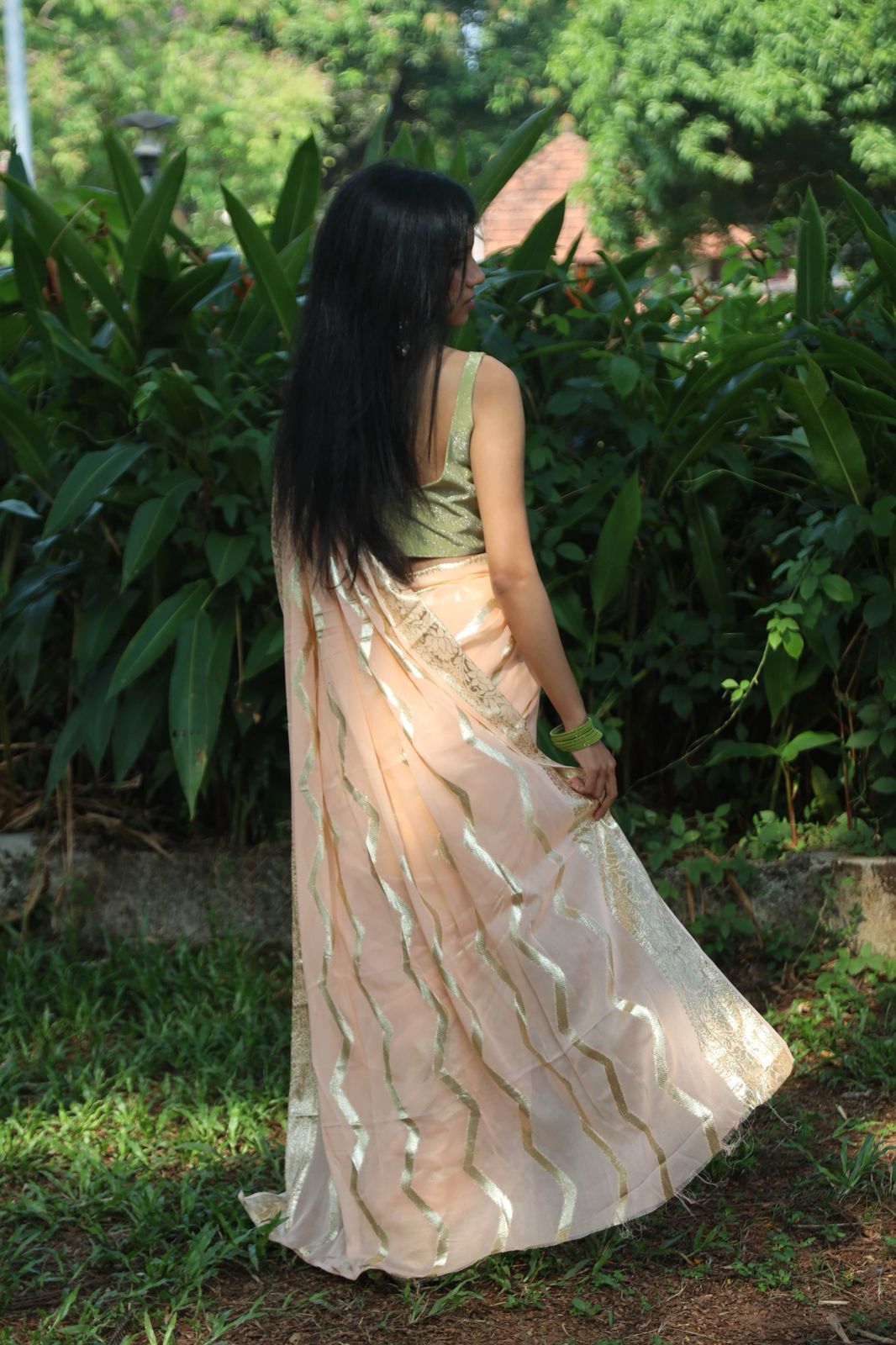 PEACH VISCOSE GEORGETTE SAREE