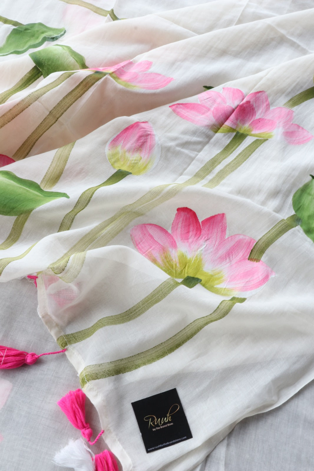 LOTUS HANDPAINTED MULMUL COTTON SAREE