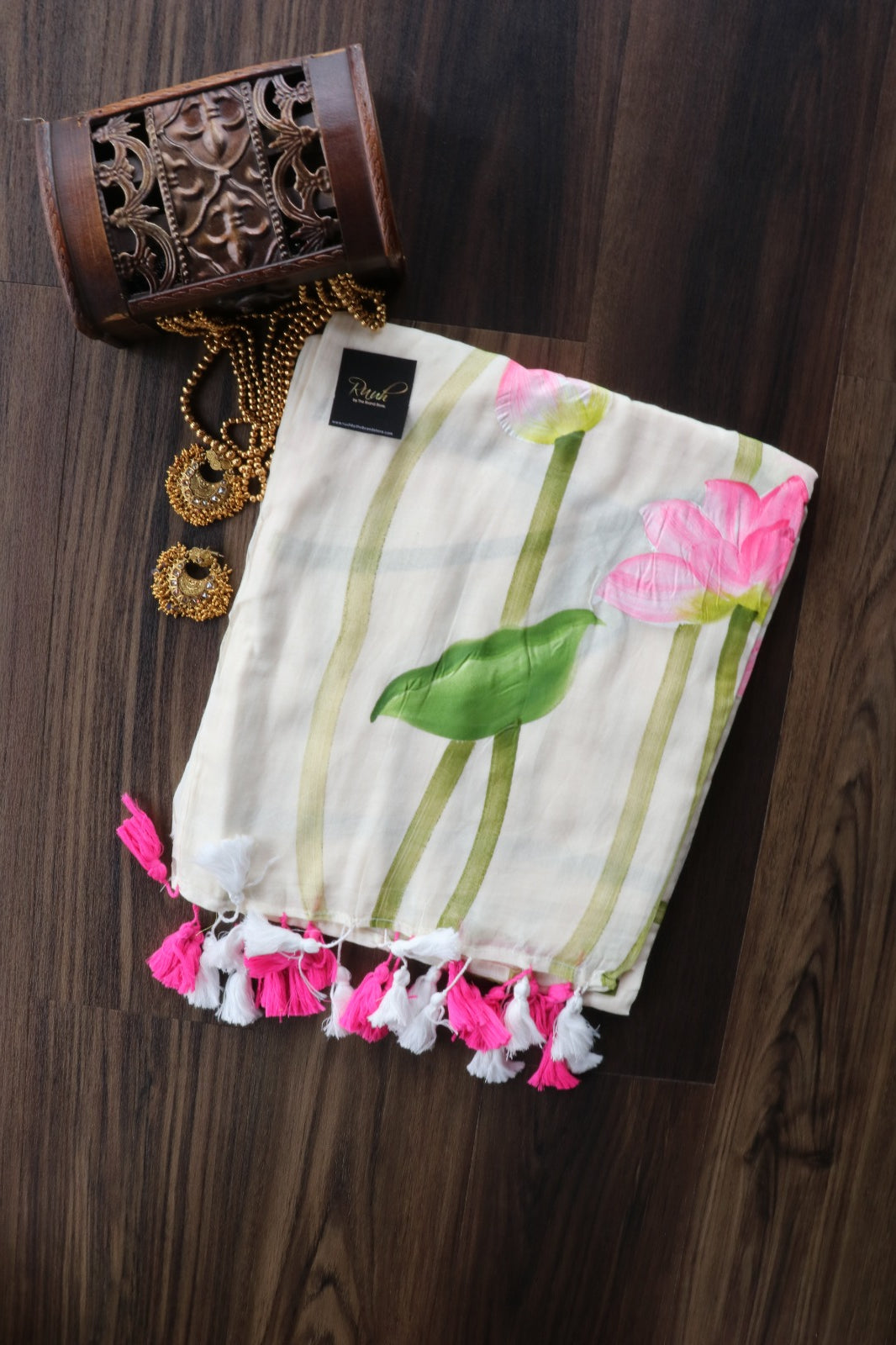 LOTUS HANDPAINTED MULMUL COTTON SAREE