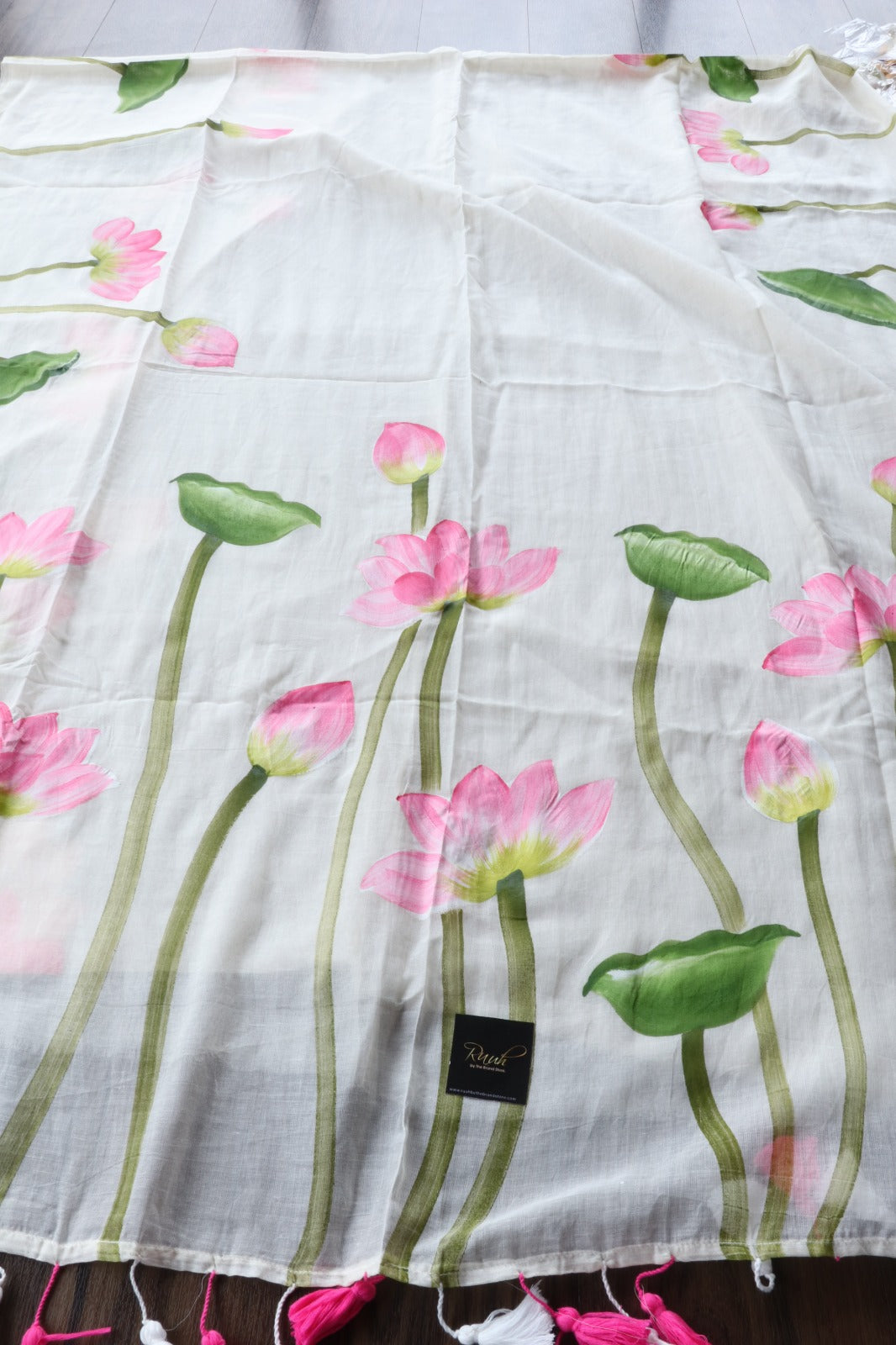 LOTUS HANDPAINTED MULMUL COTTON SAREE